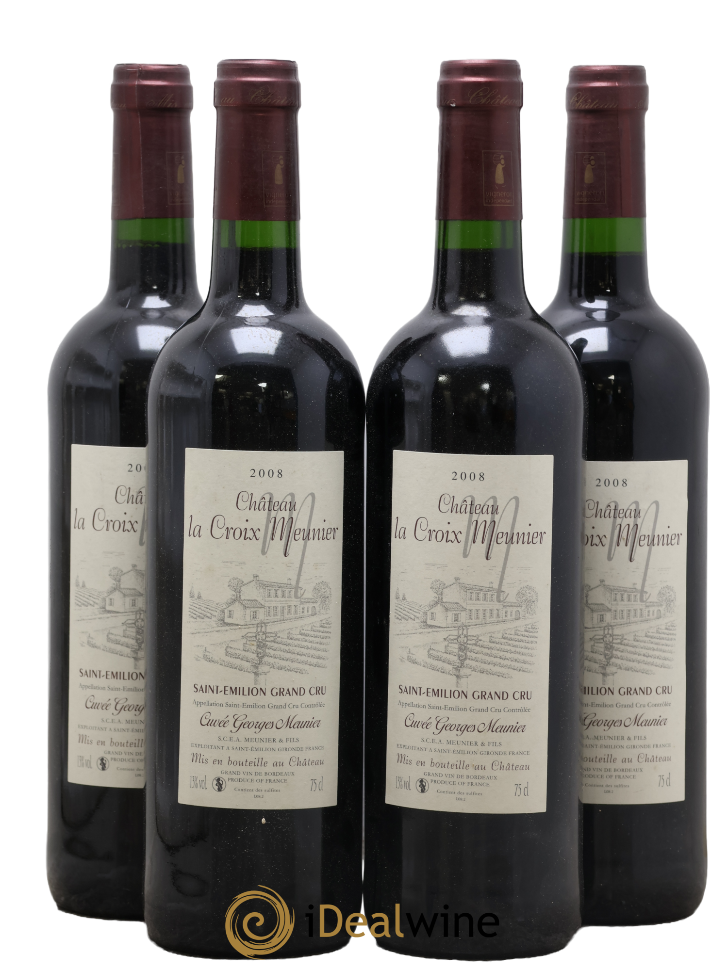 Saint-Émilion Grand Cru Cuvée Georges Meunier Château La Croix Meunier 2008 - Lot de 4 bouteilles - 0