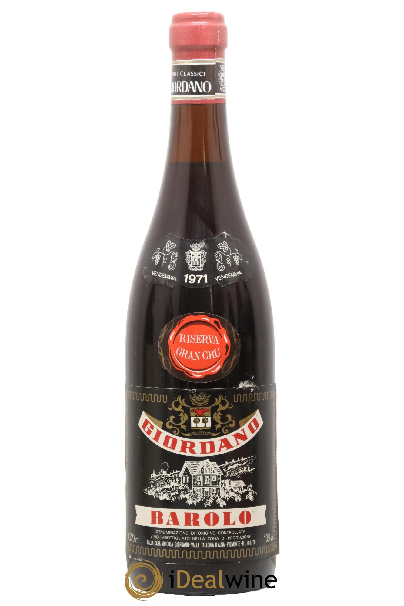 Barolo Riserva Giordano 1971 - Lot de 1 bouteille - 0