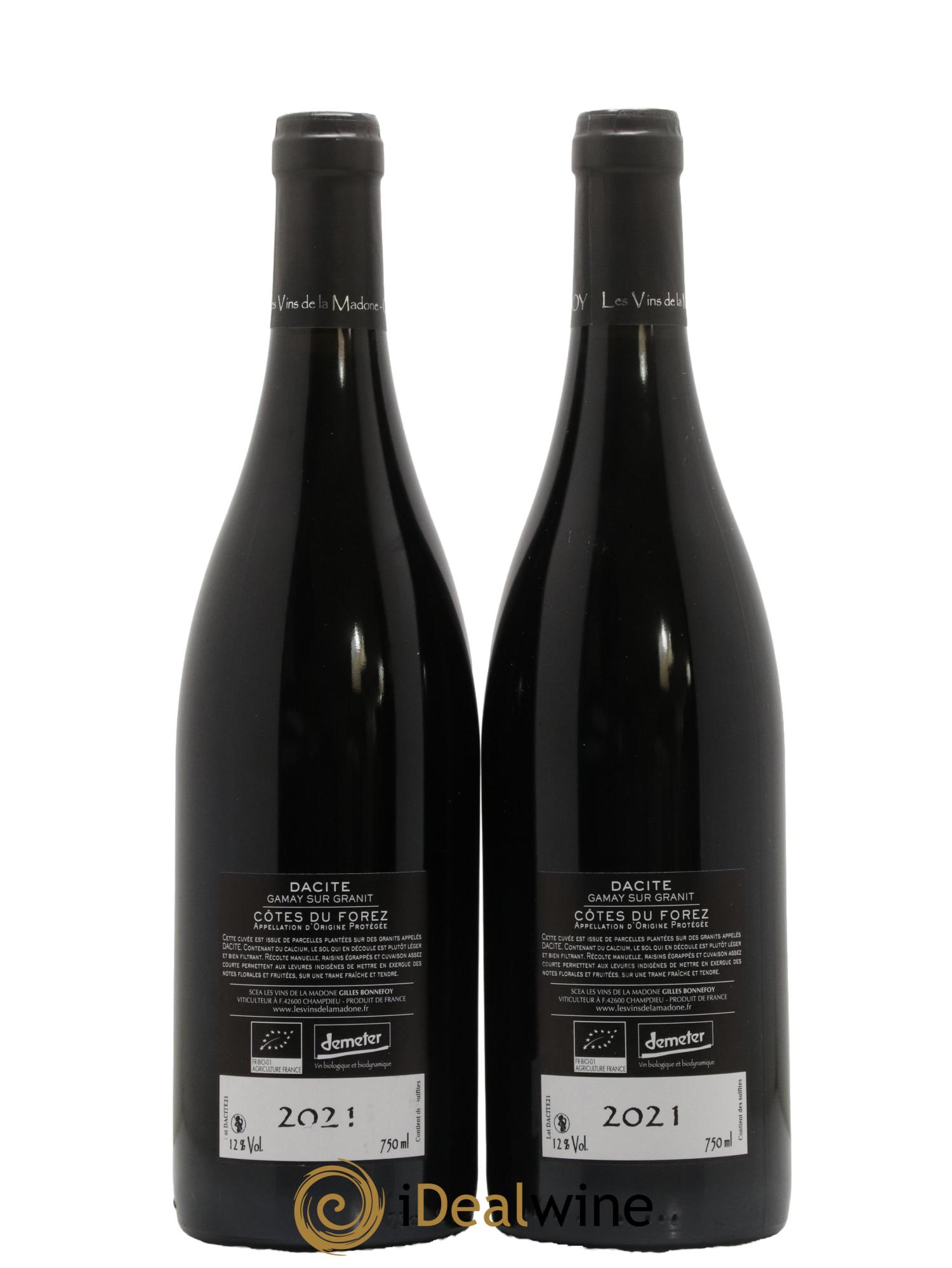 Vin de France Cotes du Forez Les Vins de la Madone Dacite Domaine Gilles Bonnefoy 2021 - Lot de 2 bouteilles - 1