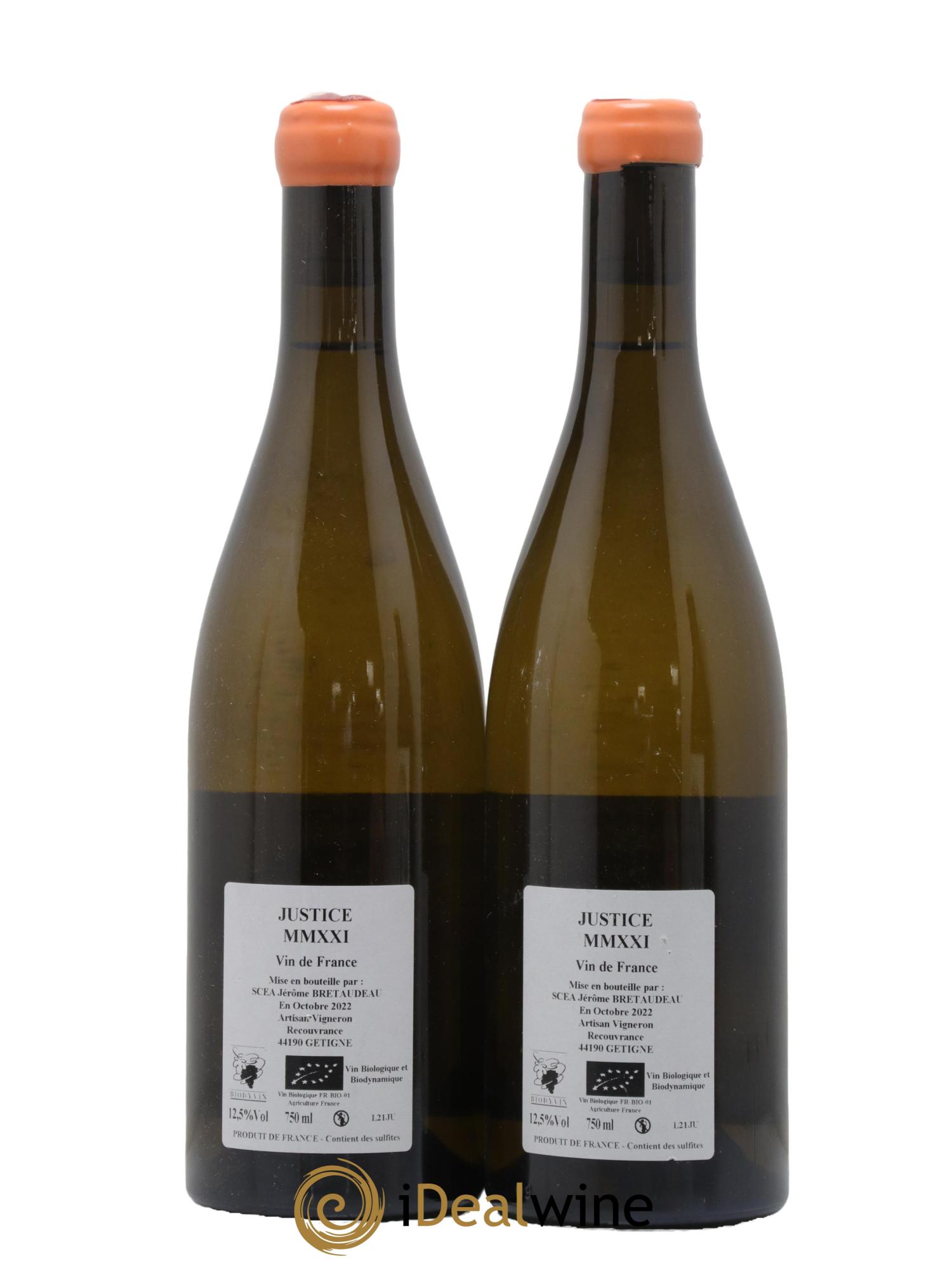 Vin de France La Justice Jérôme Bretaudeau - Domaine de Bellevue 2021 - Lot de 2 bouteilles - 1
