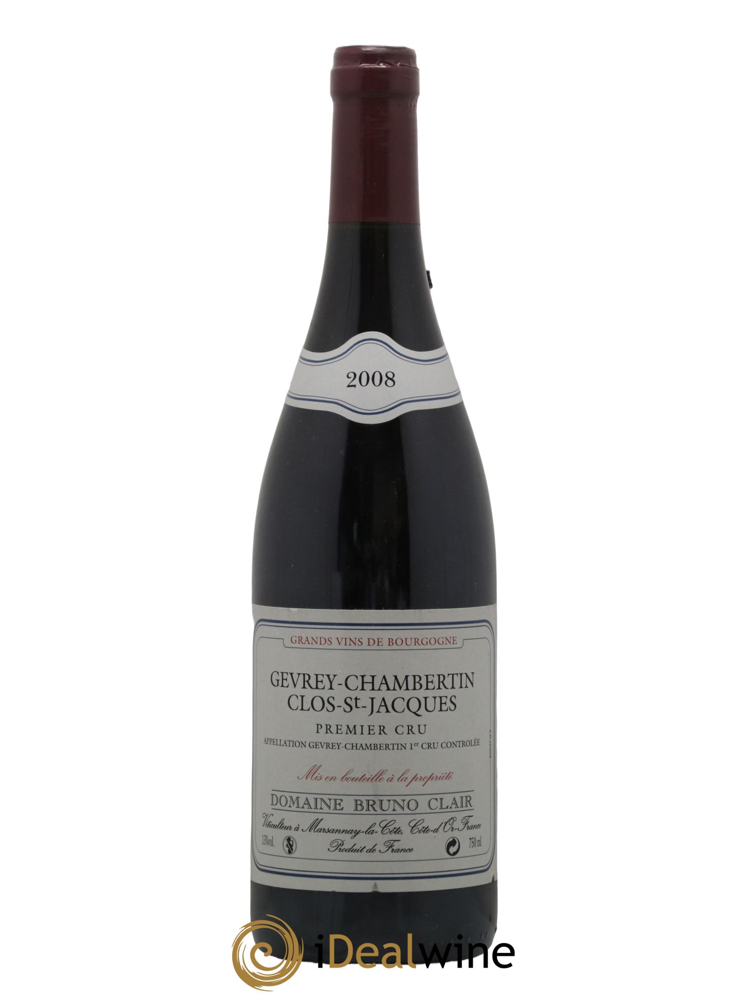 Gevrey-Chambertin 1er Cru Clos Saint-Jacques Bruno Clair (Domaine) 2008 - Lot de 1 bouteille - 0