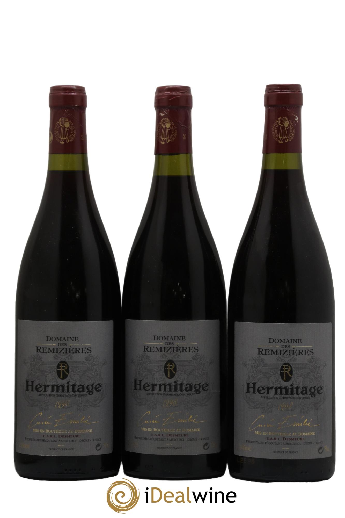 Hermitage Cuvée Emilie Rémizières (Domaine des) 1998 - Lot of 3 bottles - 0