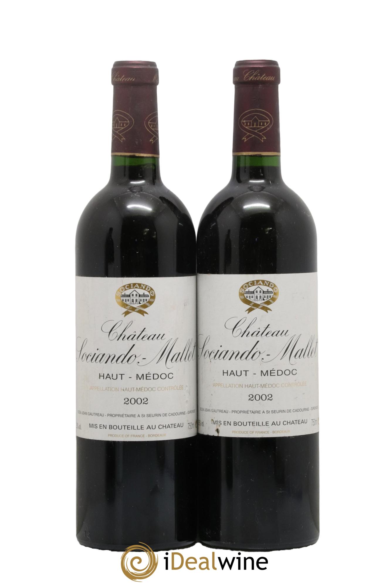 Château Sociando Mallet 2002 - Posten von 2 Flaschen - 0