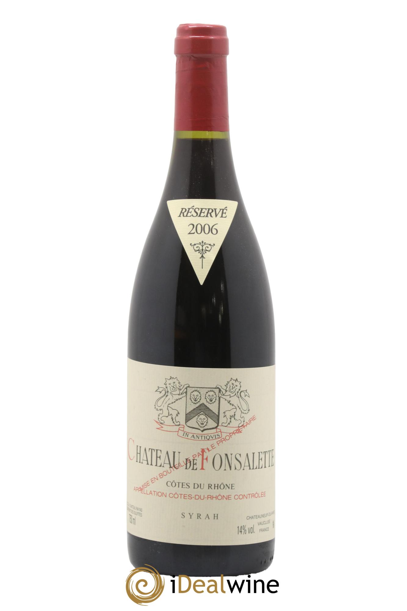 Côtes-du-Rhône Cuvée Syrah Château de Fonsalette 2006 - Lot de 1 bouteille - 0