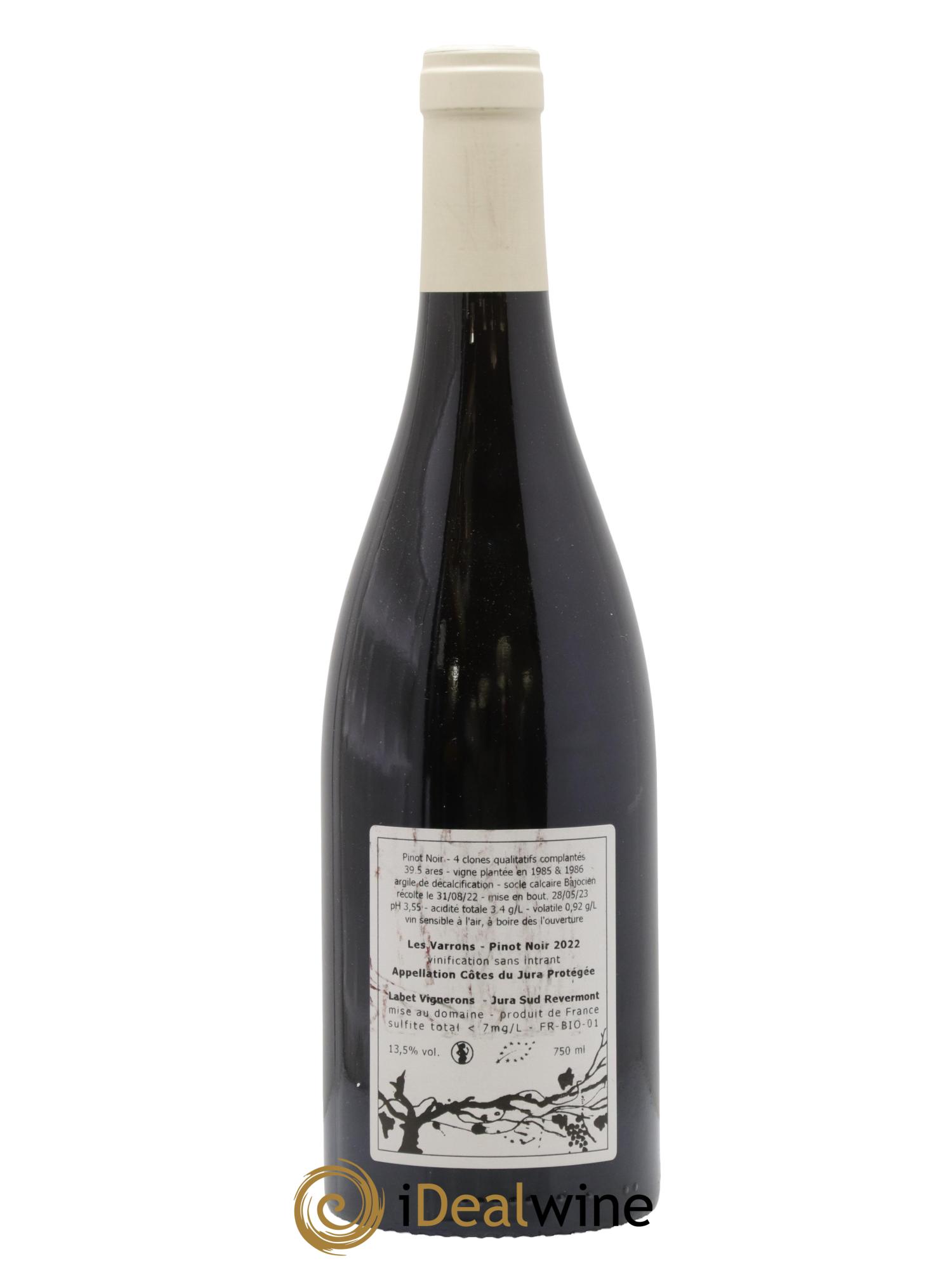 Côtes du Jura Pinot Noir Les Varrons Sélection Clonale Romain - Julien - Charline Labet 2022 - Lot de 1 bouteille - 1