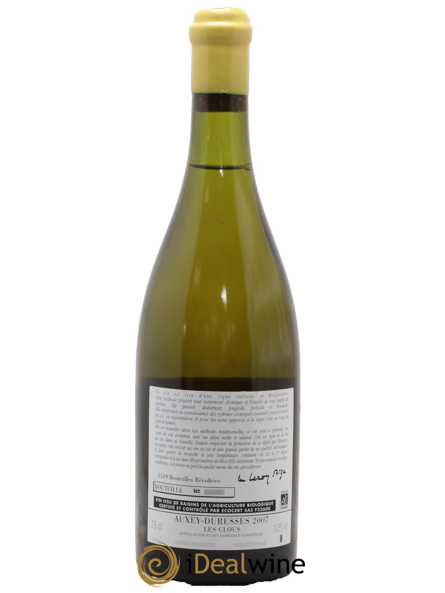 Auxey-Duresses Les Clous d'Auvenay (Domaine) 2007 - Posten von 1 Flasche - 1