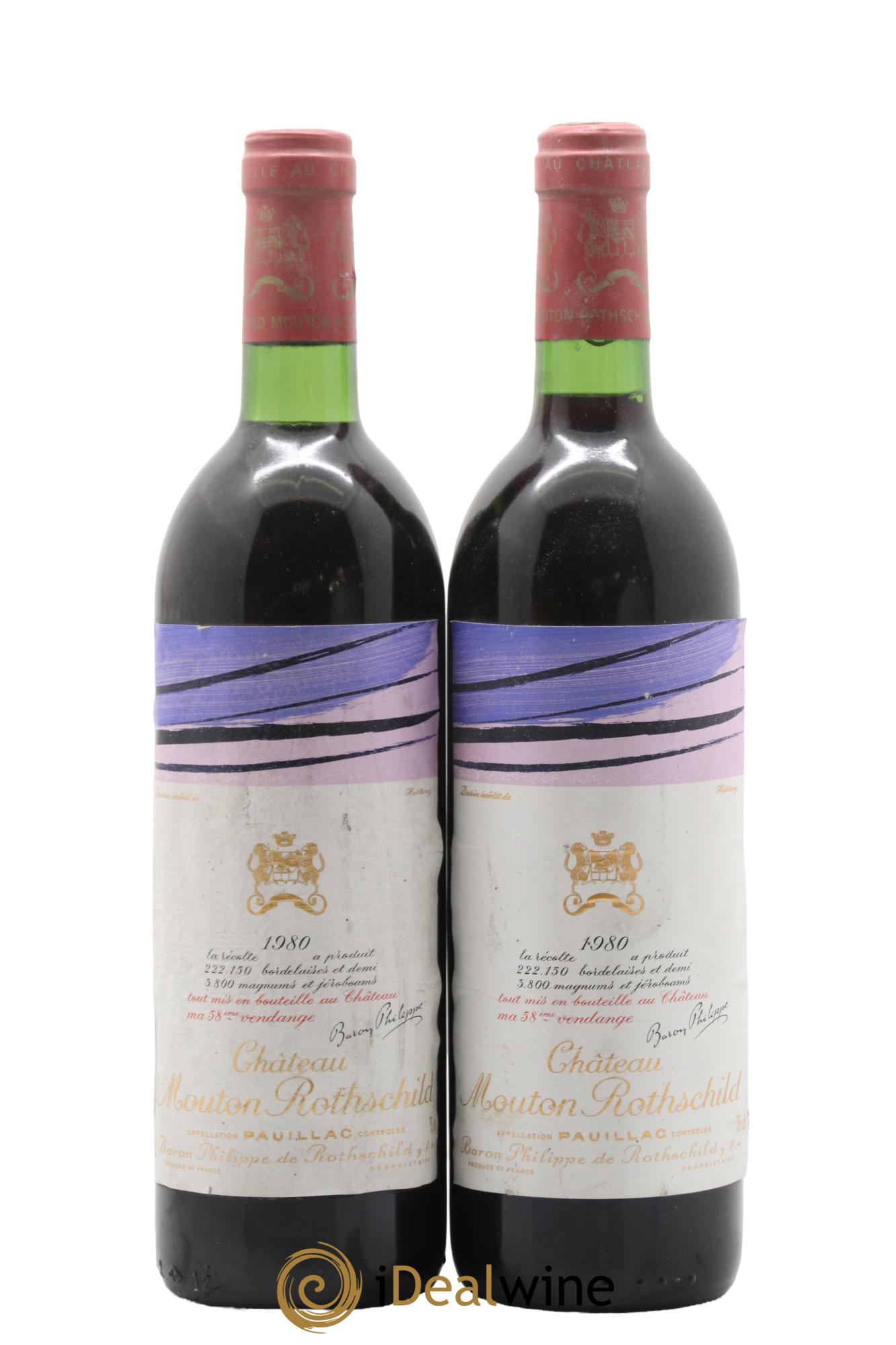 Château Mouton Rothschild 1er Grand Cru Classé 1980 - Lot of 2 bottles - 0