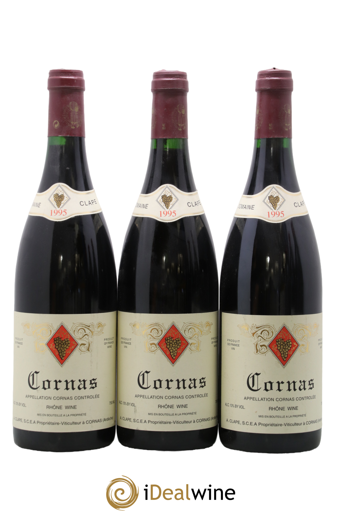 Cornas Auguste Clape 1995 - Lot of 3 bottles - 0