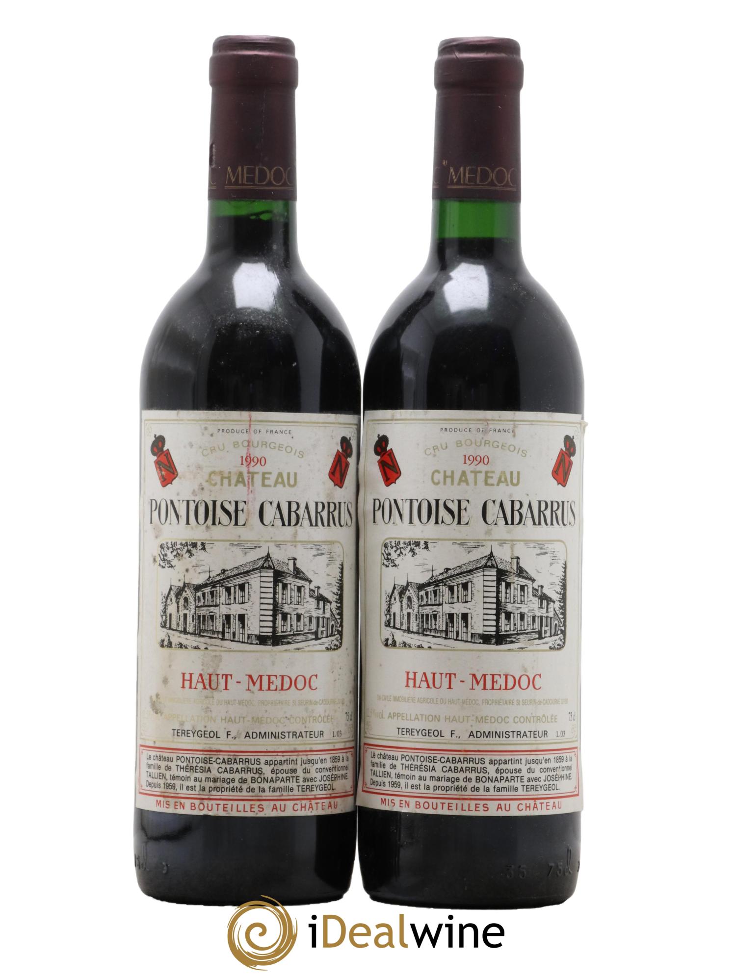 Château Pontoise Cabarrus Cru Bourgeois 1990 - Lot de 2 bouteilles - 0