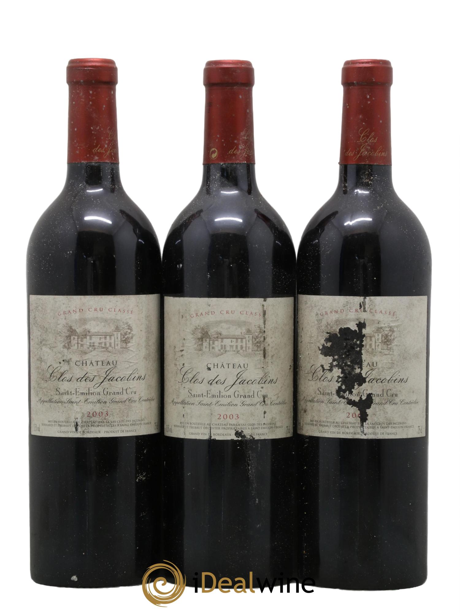 Château Clos des Jacobins Grand Cru Classé 2003 - Lot de 3 bouteilles - 0