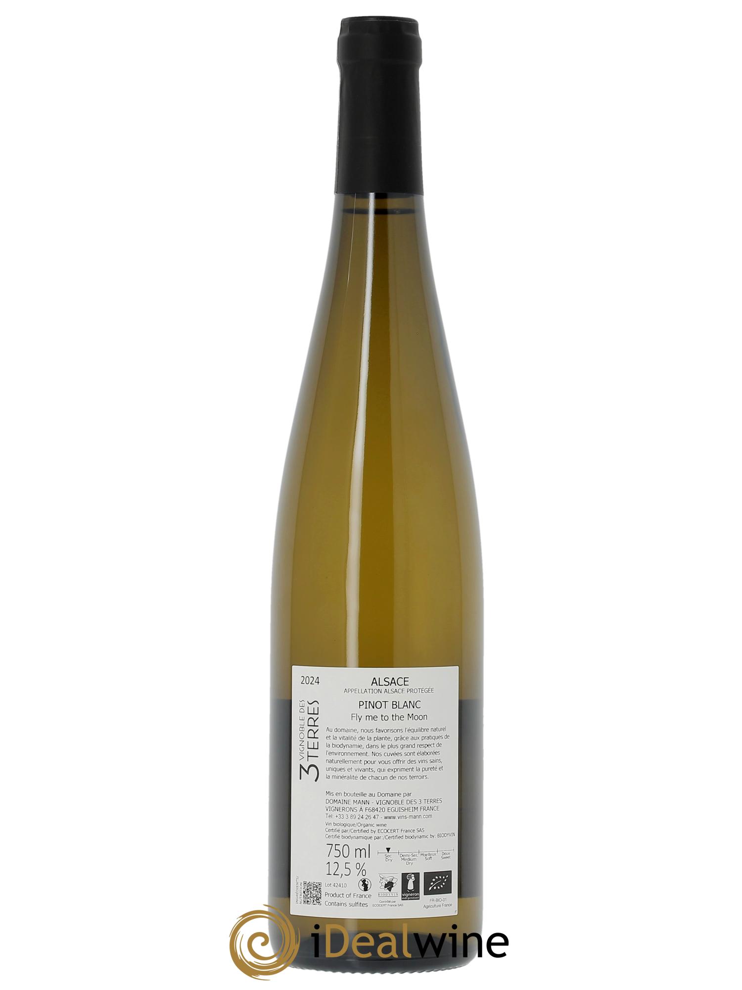 Alsace Pinot Blanc Fly me to the Moon Vignoble des 3 Terres - Domaine Mann  2024 - Lot de 1 bouteille - 1