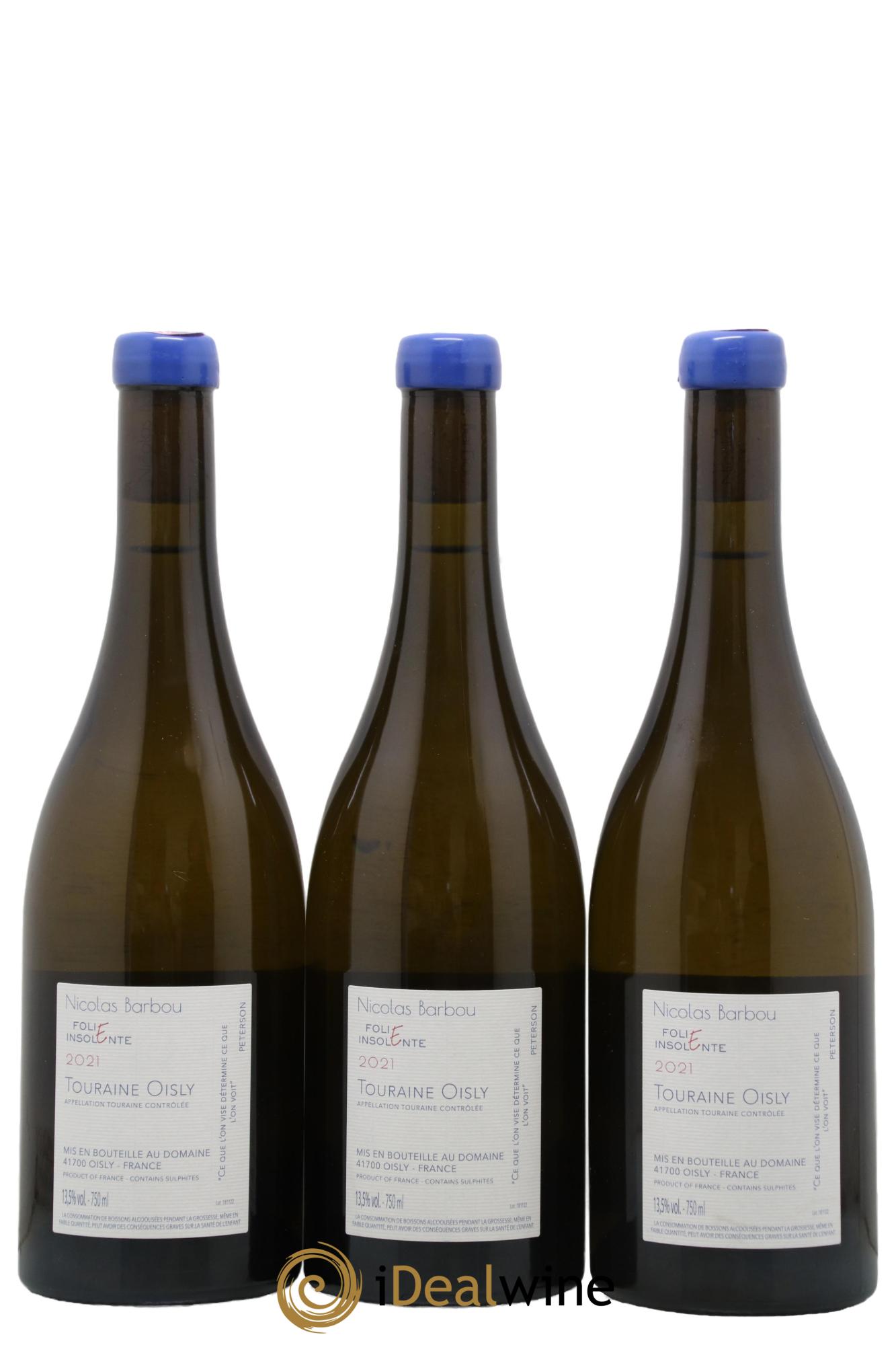 Touraine-Oisly Folie Insolente Nicolas Barbou  2021 - Lot de 3 bouteilles - 1