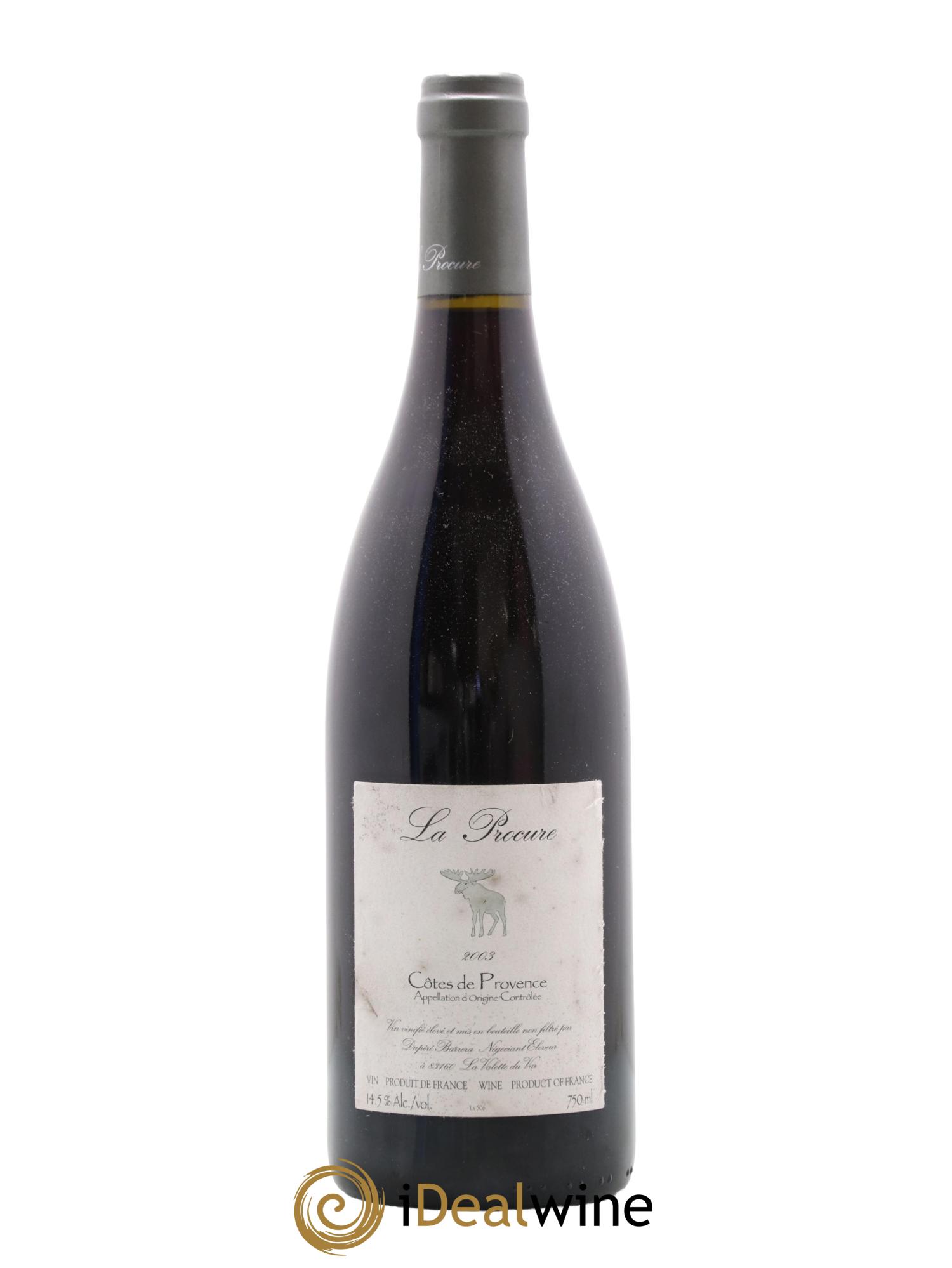 Côtes de Provence La Procure Dupere Barrera 2003 - Lot de 1 bouteille - 0