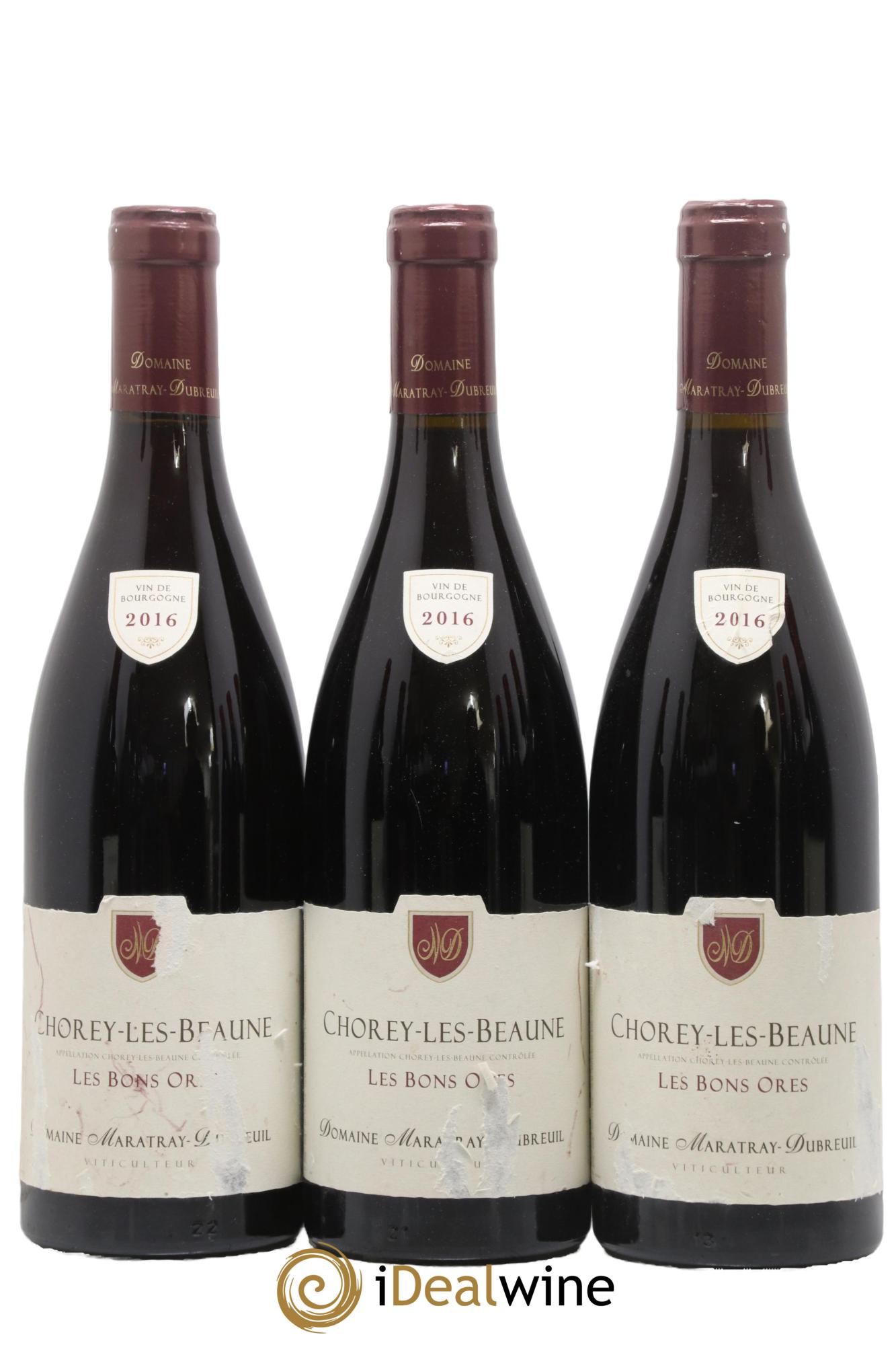 Chorey-lès-Beaune Les Bons Ores Domaine Maratray Dubreuil 2016 - Posten von 3 Flaschen - 0