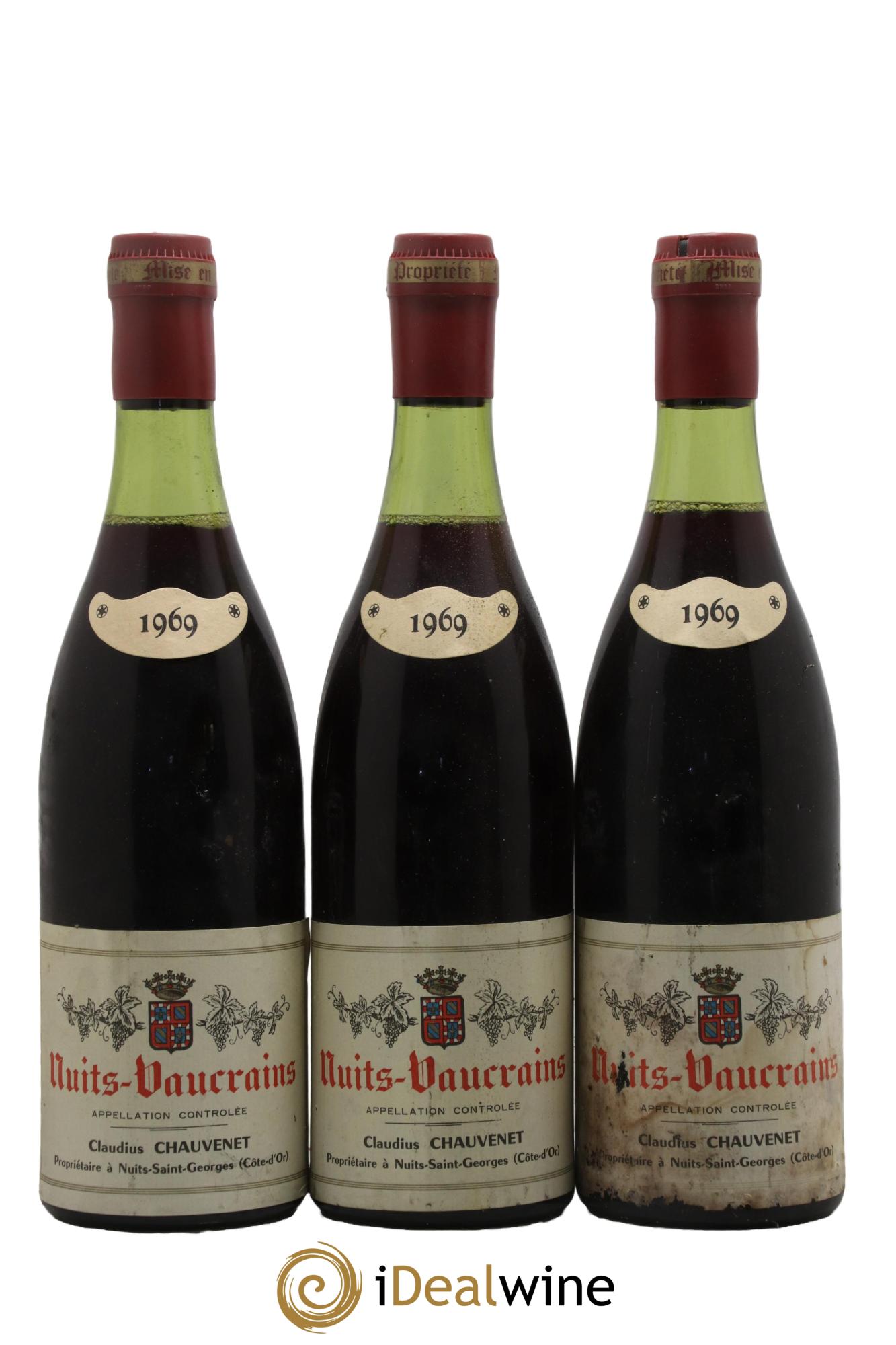 Nuits-Saint-Georges Vaucrains Claudius Chauvenet 1969 - Lot de 3 bouteilles - 0