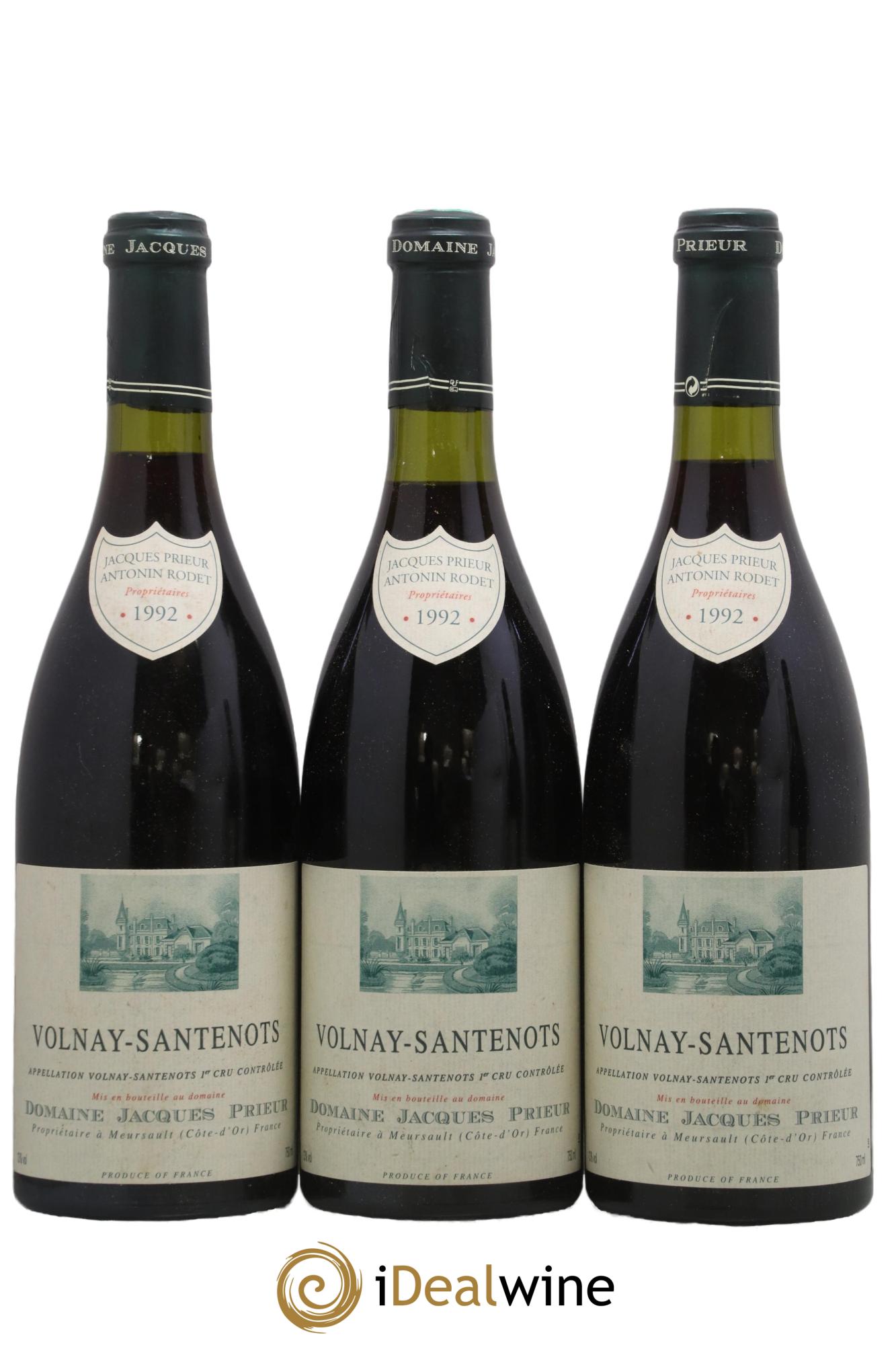 Volnay 1er Cru Santenots Jacques Prieur (Domaine) 1992 - Lot de 3 bouteilles - 0