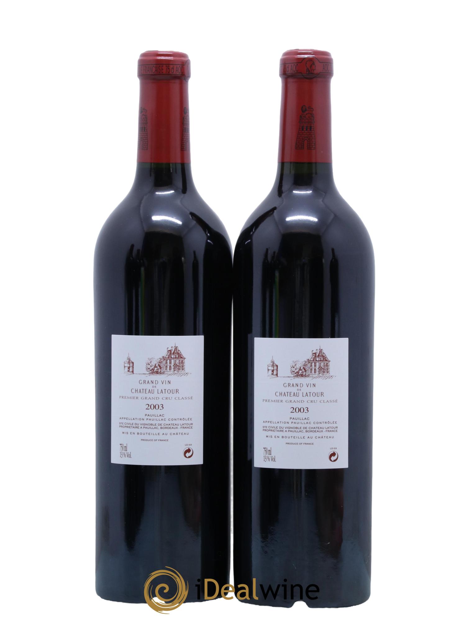 Château Latour 1er Grand Cru Classé 2003 - Lot de 2 bouteilles - 1