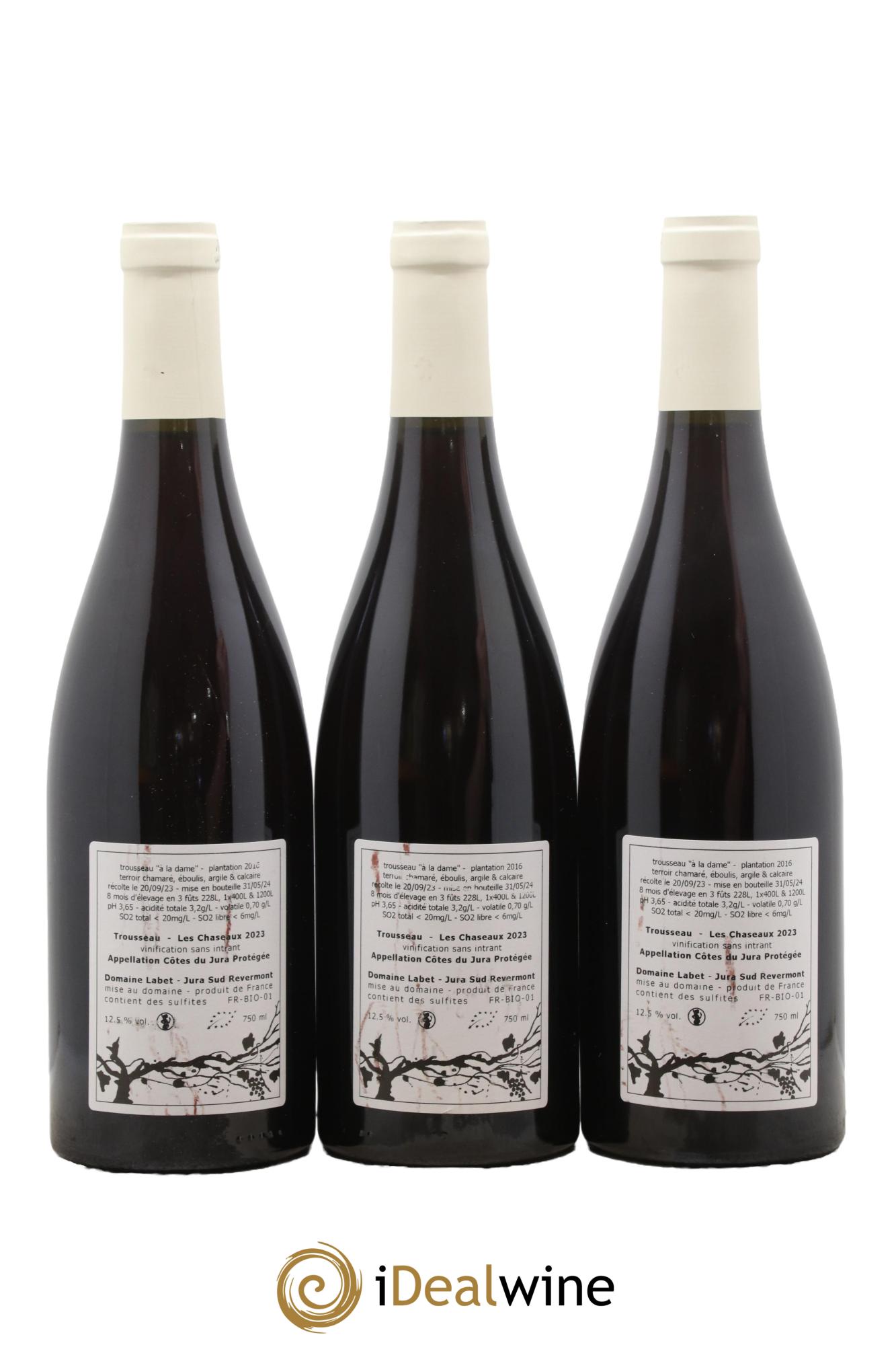 Côtes du Jura Trousseau Les Chaseaux Romain - Julien - Charline Labet 2023 - Posten von 3 Flaschen - 1