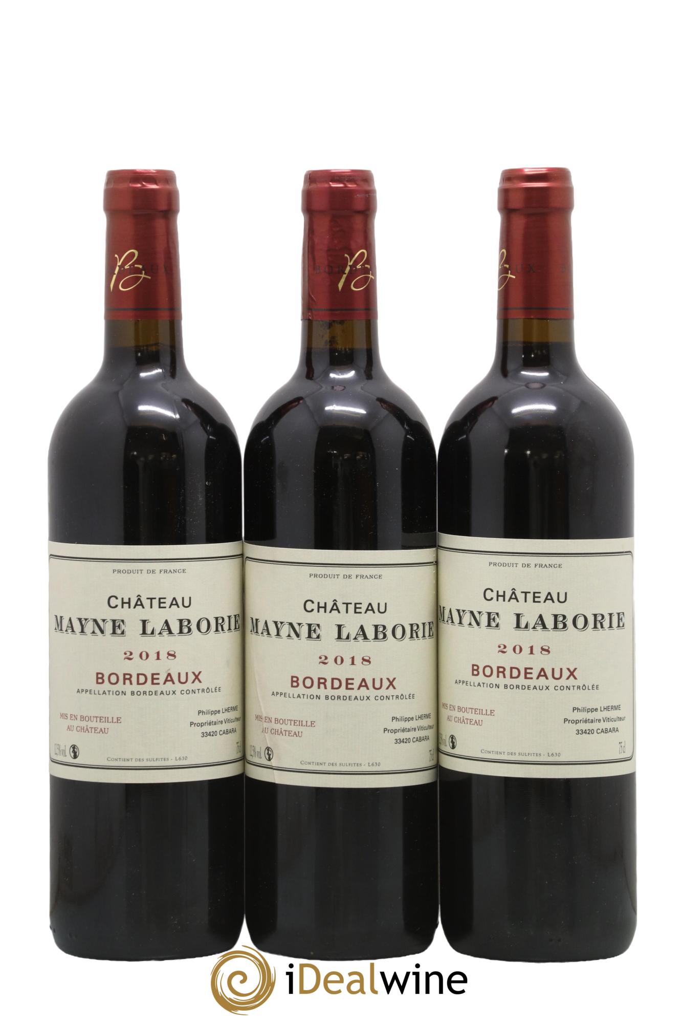 Bordeaux Château Mayne Laborie 2018 - Lot of 3 bottles - 0