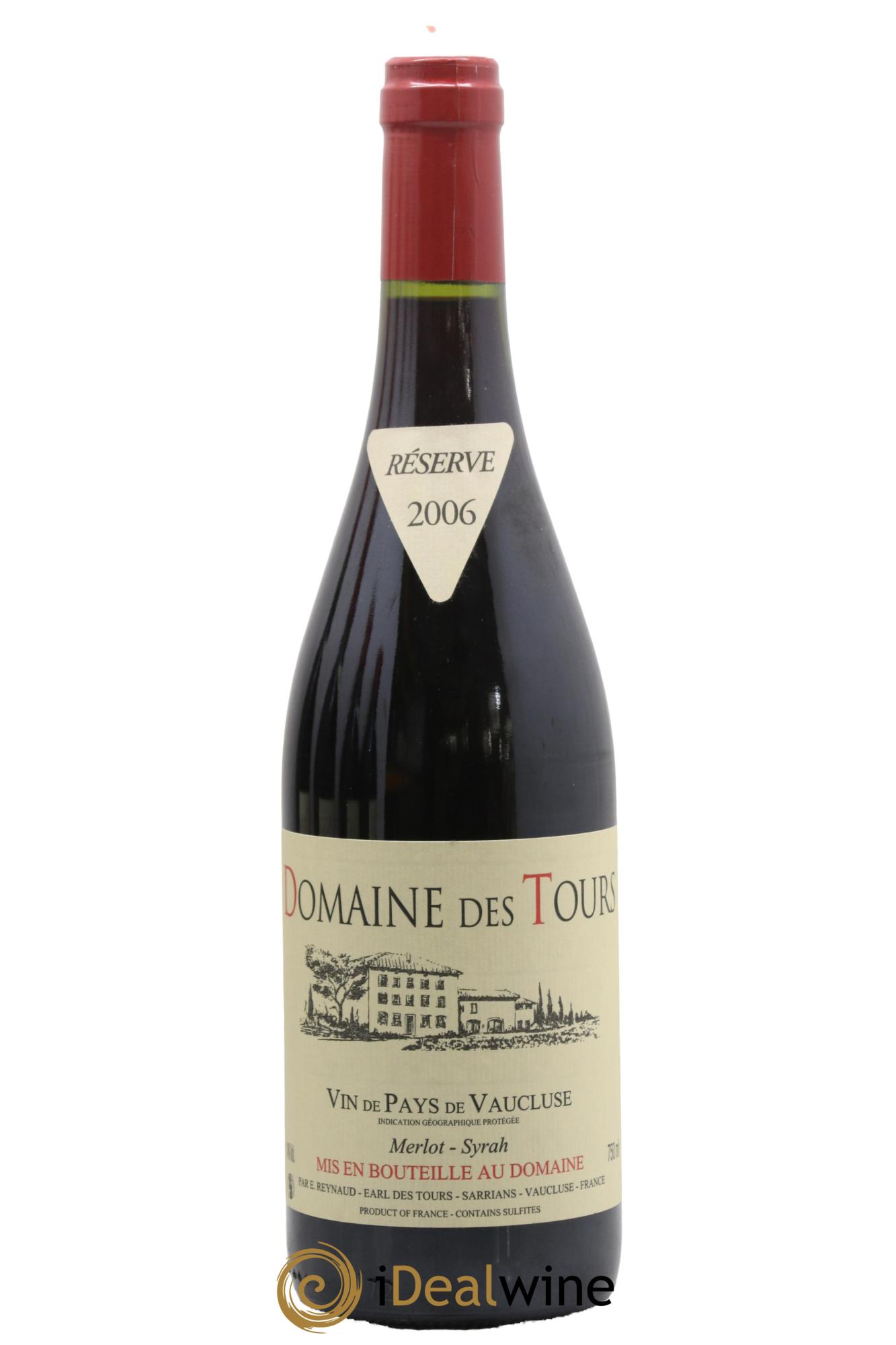 Vaucluse Domaine des Tours Merlot-Syrah Emmanuel Reynaud 2006 - Lot de 1 bouteille - 0