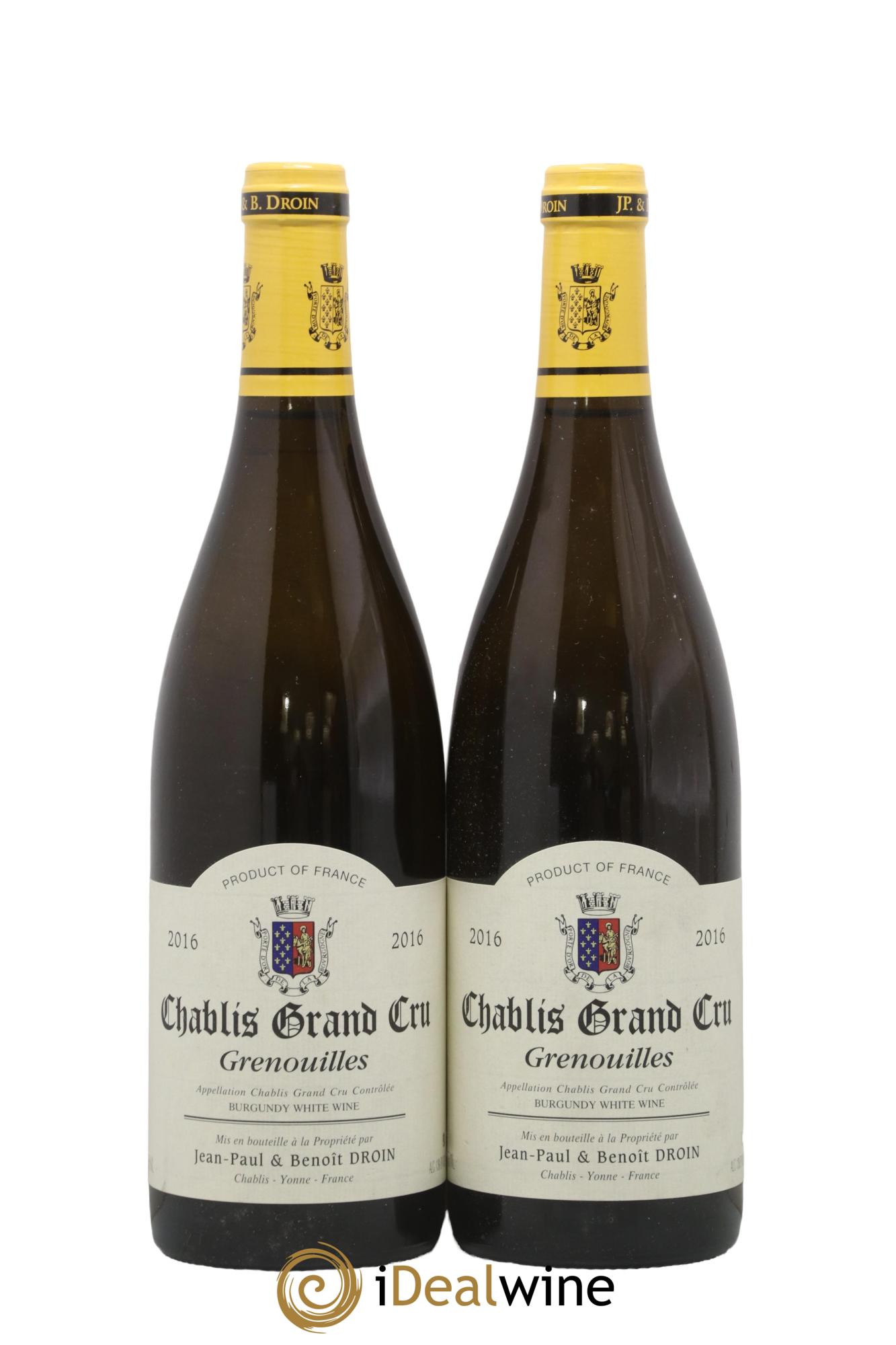 Chablis Grand Cru Grenouilles Jean-Paul & Benoît Droin (Domaine) 2016 - Posten von 2 Flaschen - 0