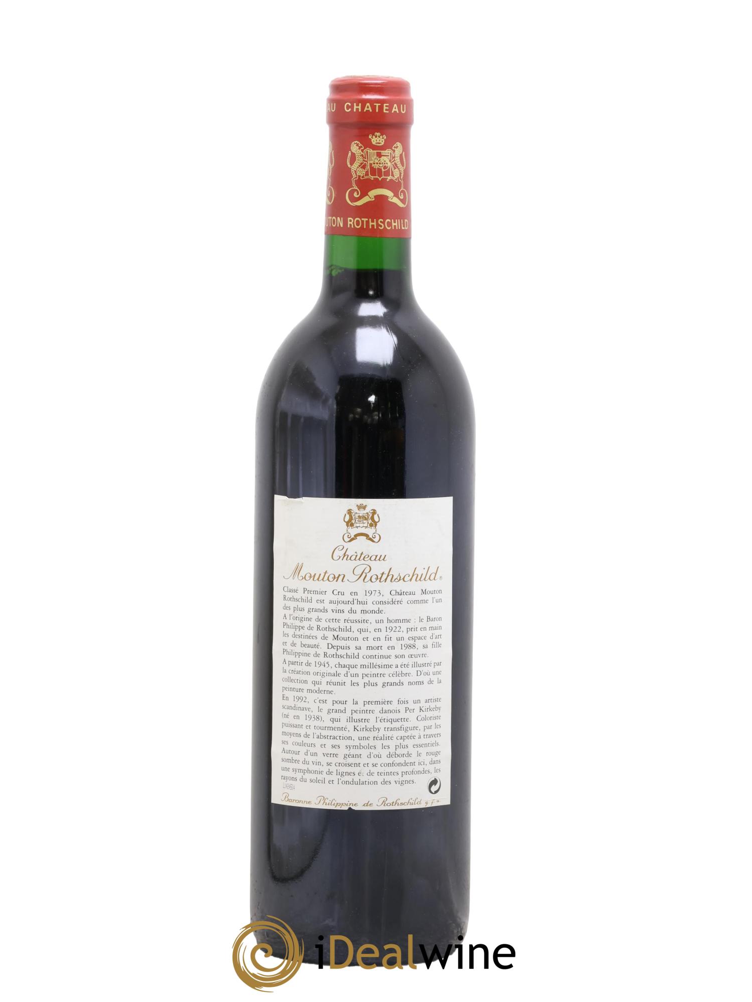 Château Mouton Rothschild 1er Grand Cru Classé 1992 - Lot de 1 bouteille - 1