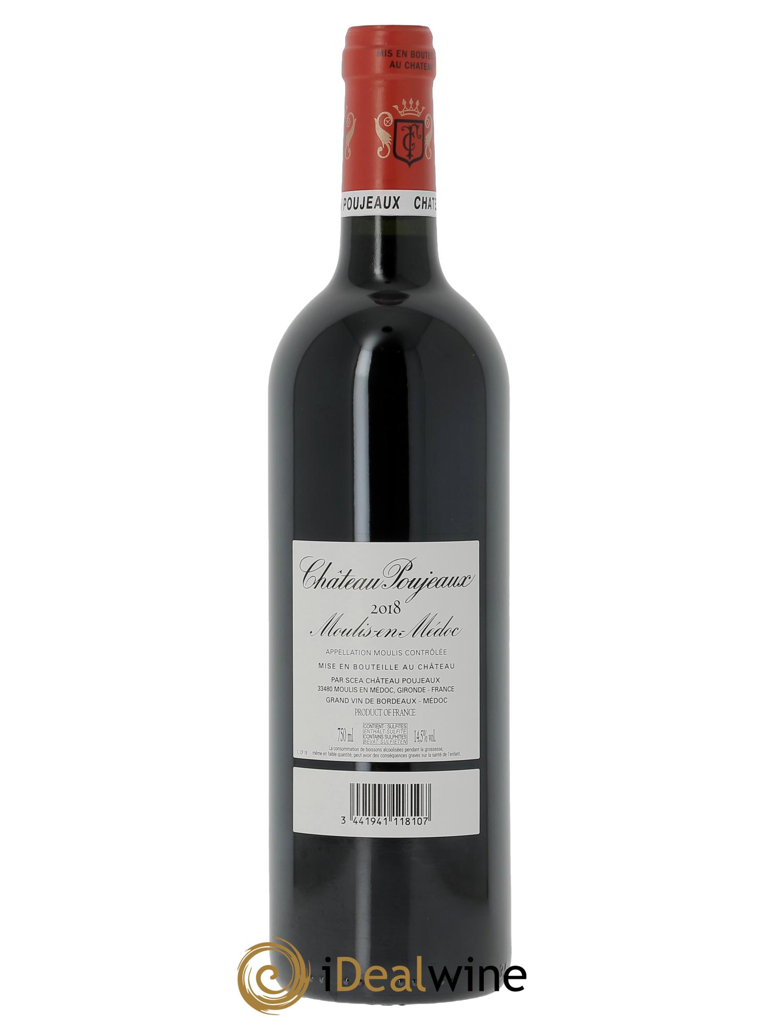Château Poujeaux (Cassetta in legno a partire da 6 bt) 2018 - Lotto di 1 bottiglia - 1