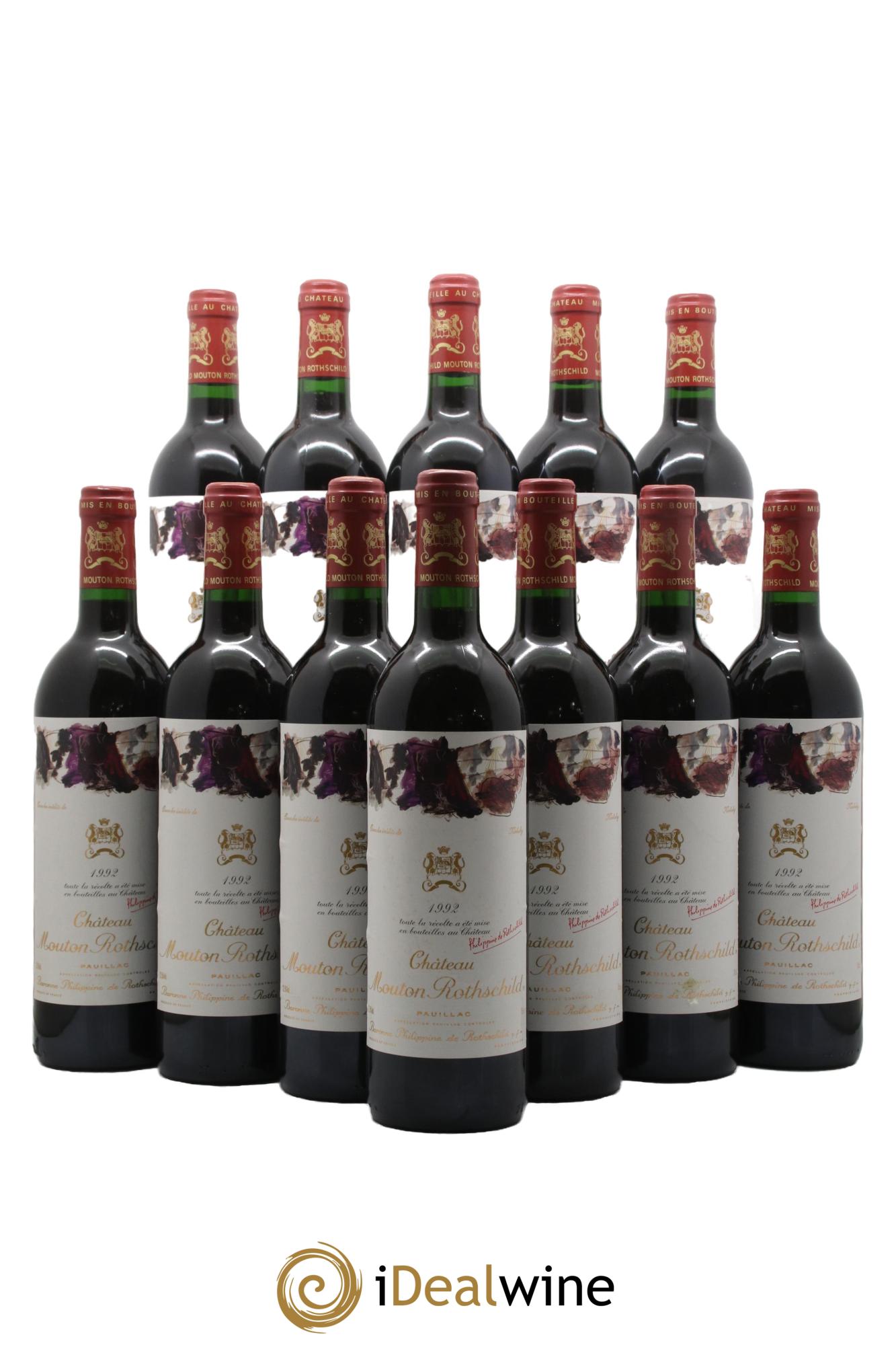 Château Mouton Rothschild 1er Grand Cru Classé 1992 - Lot de 12 bouteilles - 0