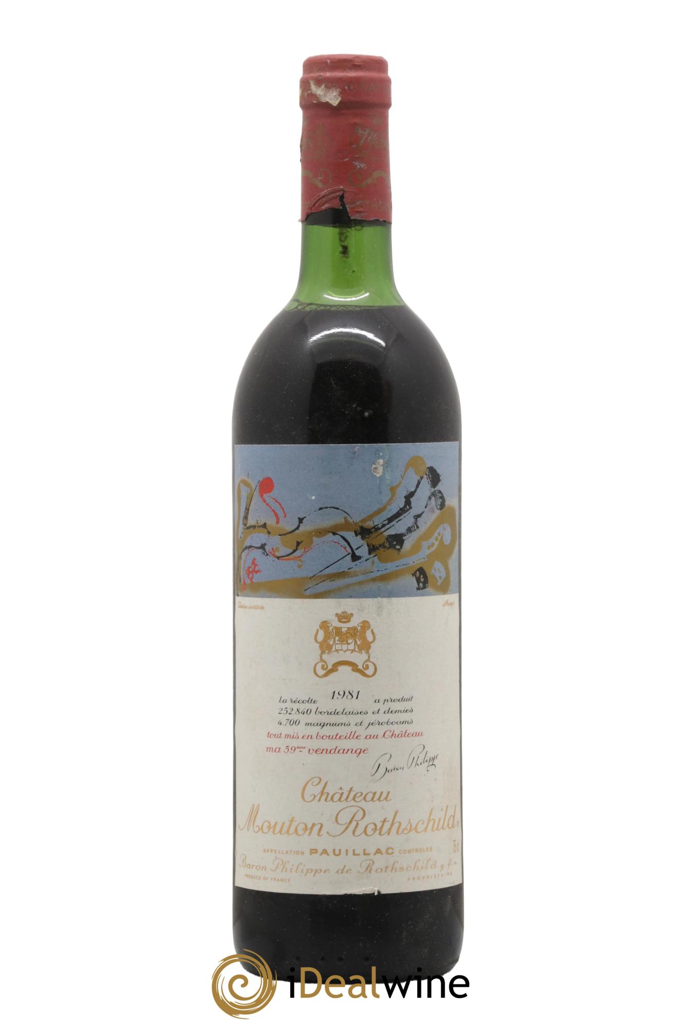 Château Mouton Rothschild 1er Grand Cru Classé 1981 - Lot de 1 bouteille - 0