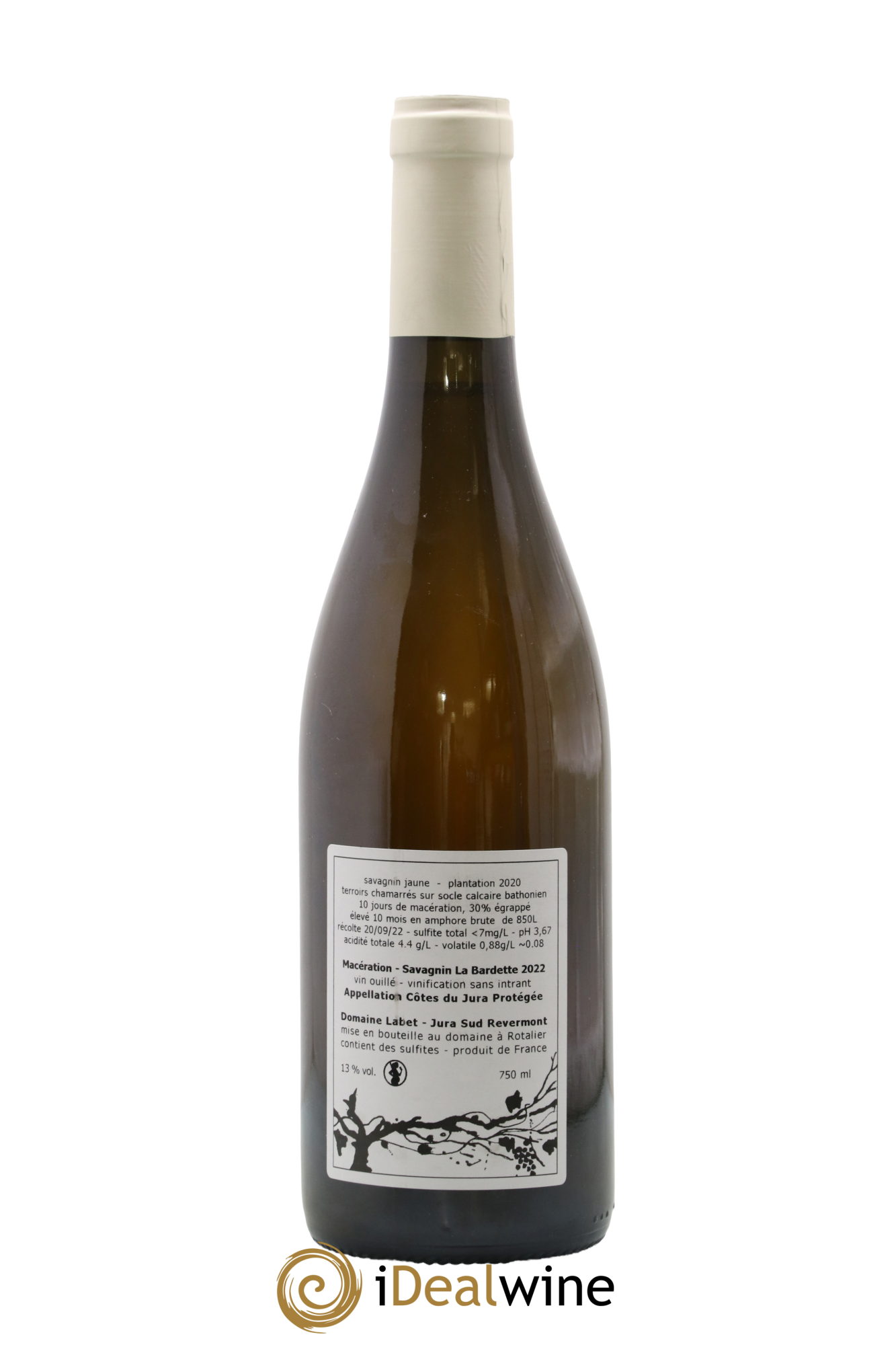 Côtes du Jura Savagnin de macération La Bardette Romain - Julien - Charline Labet 2022 - Lot de 1 bouteille - 1