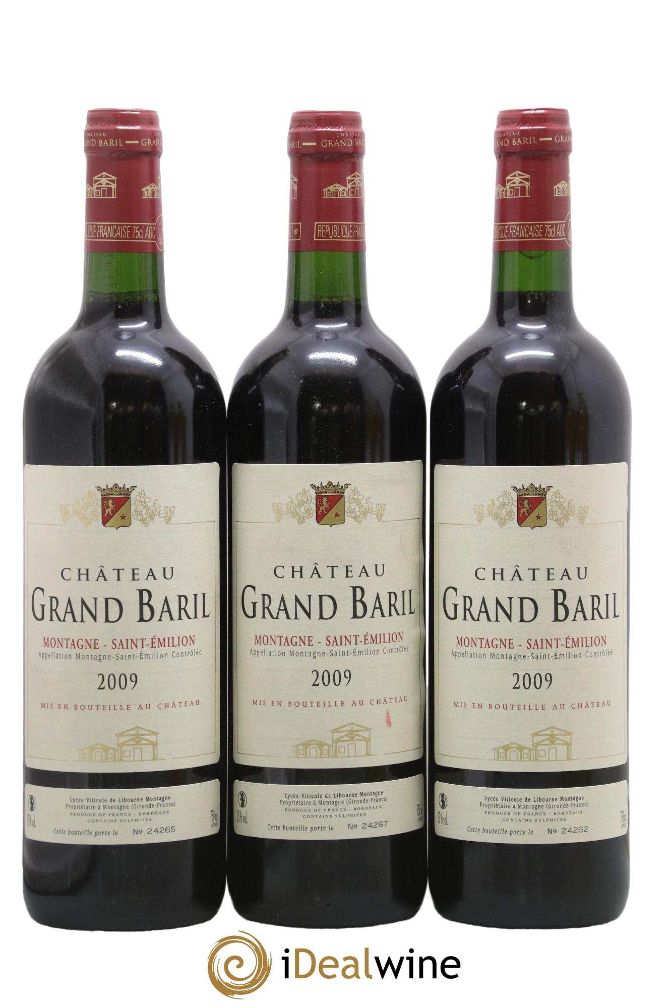 Montagne Saint-Émilion Château Grand Baril 2009 - Lot of 3 bottles - 0