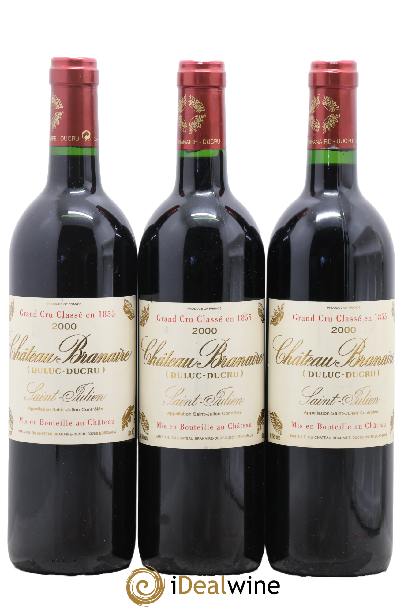Château Branaire Ducru 4ème Grand Cru Classé 2000 - Lotto di 3 bottiglie - 0