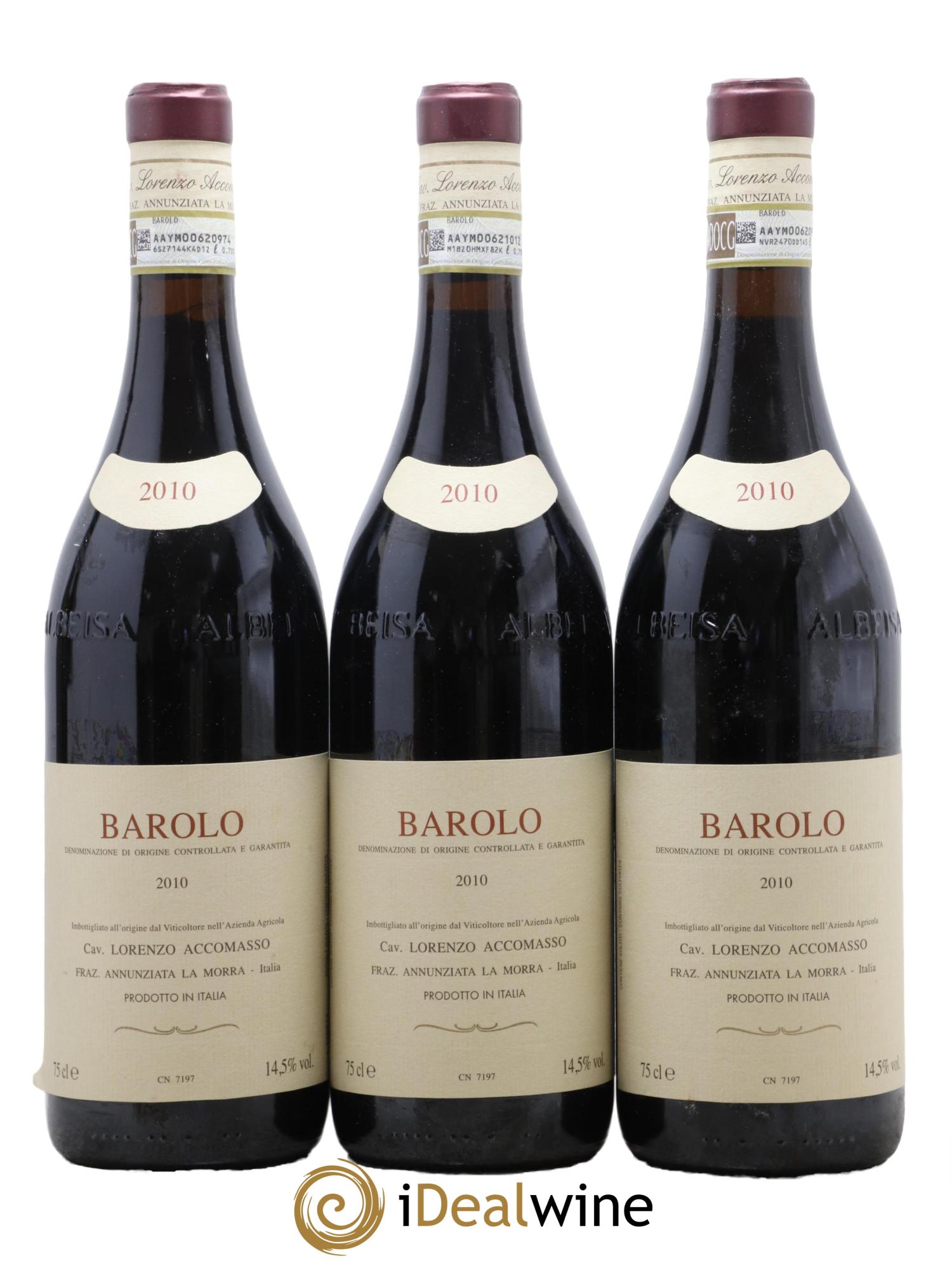 Barolo Lorenzo Accomasso 2010 - Lot de 3 bouteilles - 0