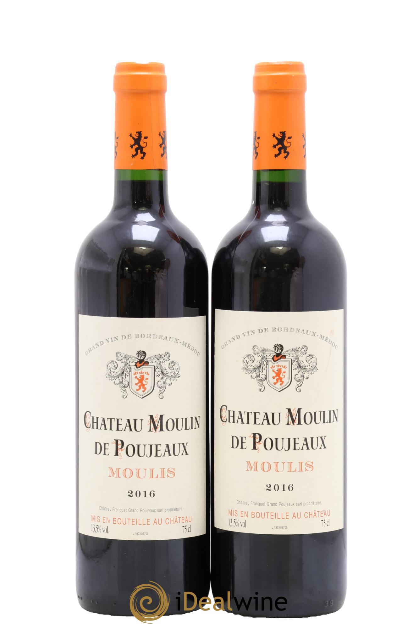 Moulis-en-Médoc Moulin de Poujeaux 2016 - Lot of 2 bottles - 0