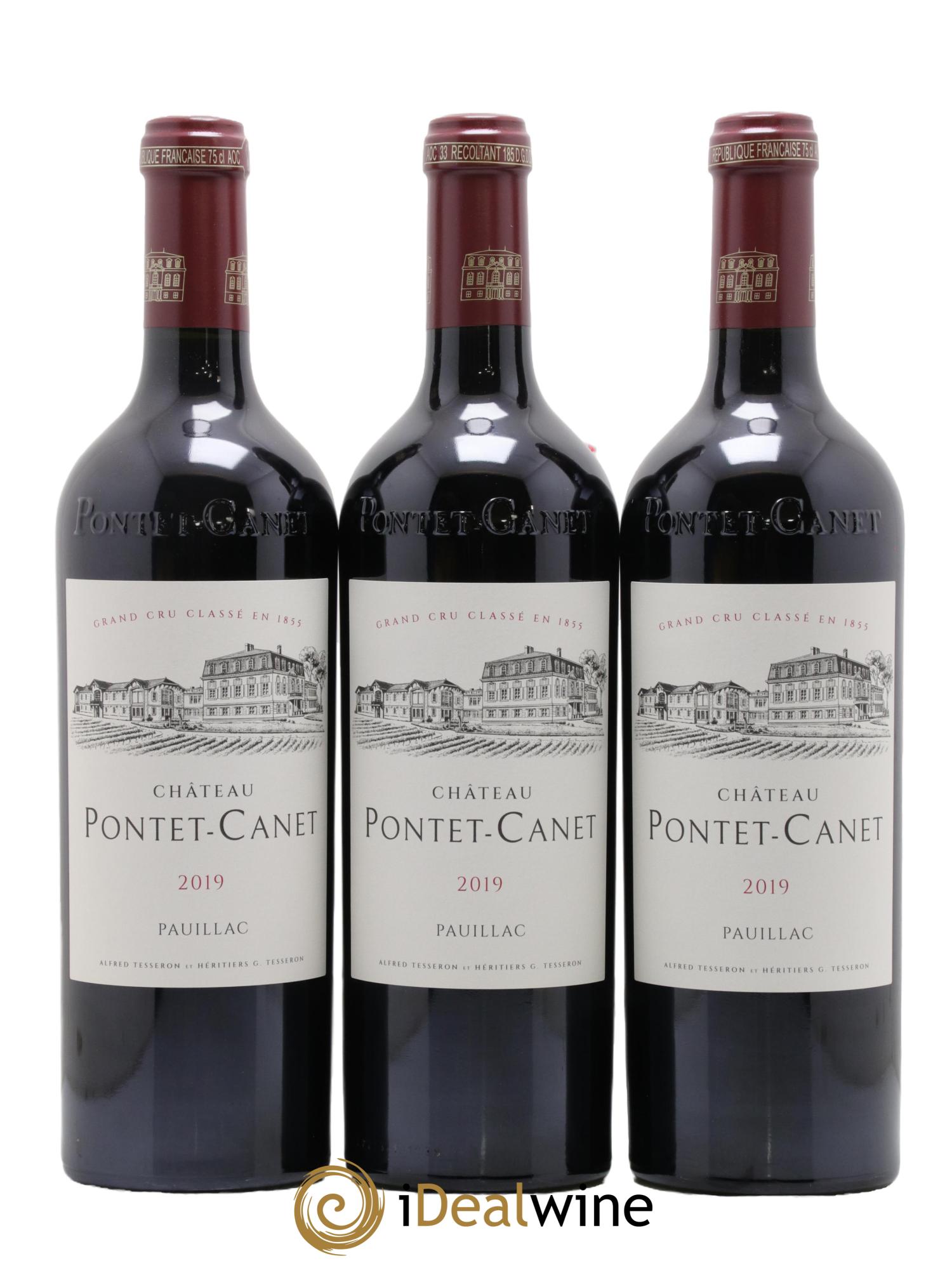 Château Pontet Canet 5ème Grand Cru Classé 2019 - Lot de 3 bouteilles - 0