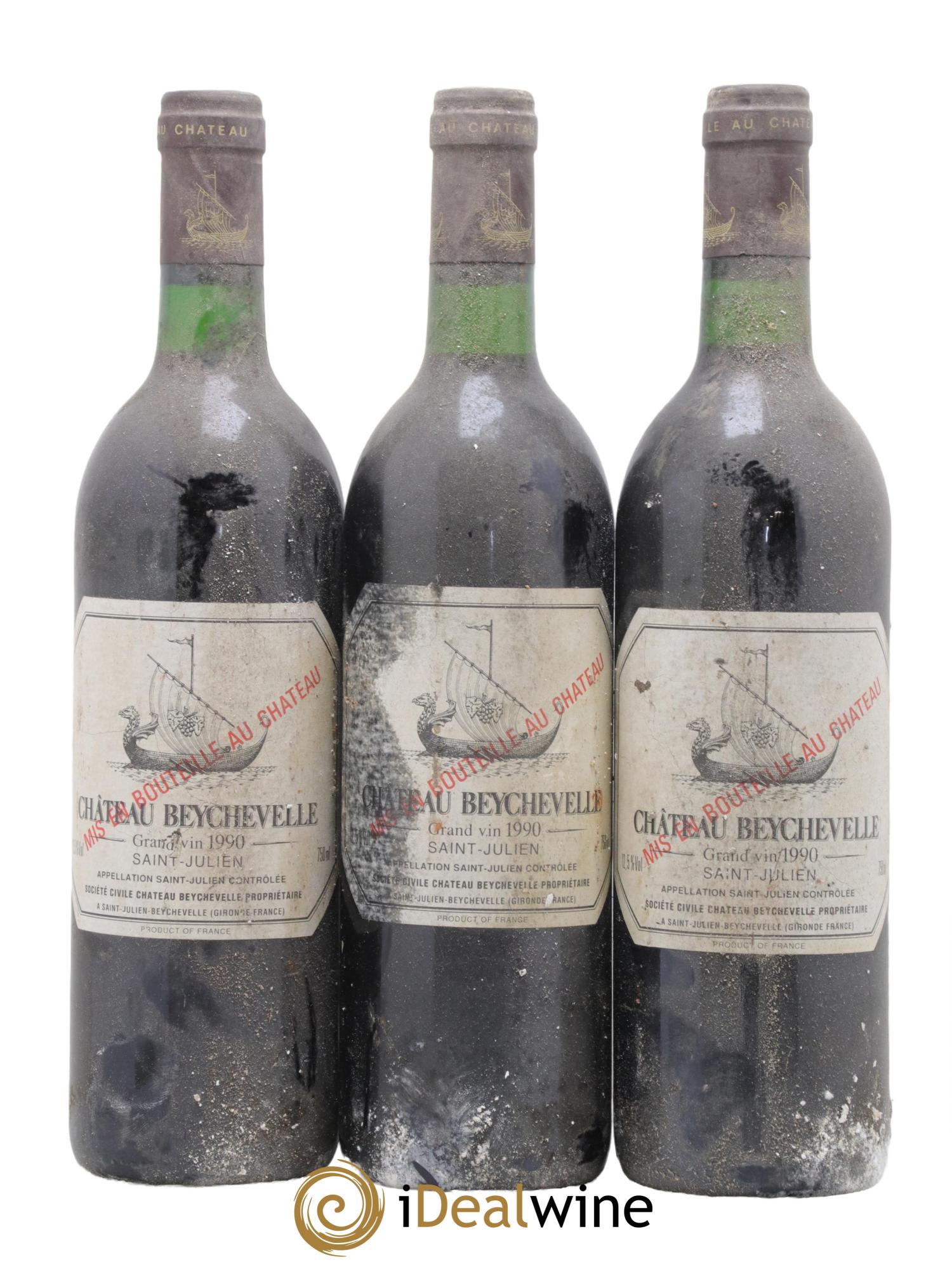 Château Beychevelle 4ème Grand Cru Classé 1990 - Lot de 3 bouteilles - 0