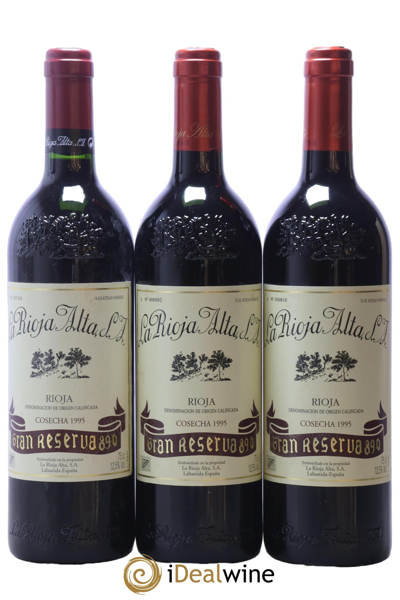 Rioja DOCa Gran Reserva 890 La Rioja Alta 1995 - Lotto di 3 bottiglie - 0