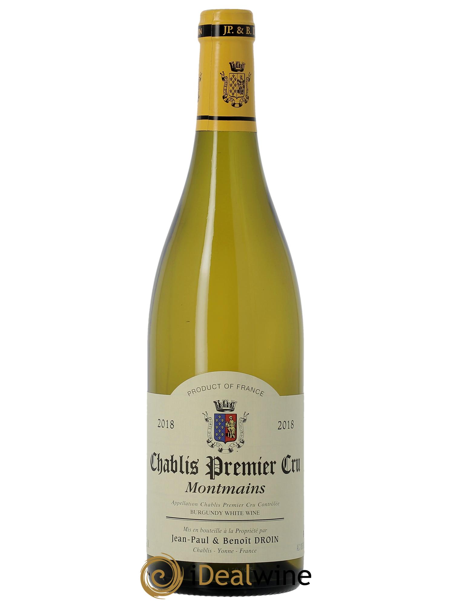 Chablis 1er Cru Montmains Jean-Paul & Benoît Droin (Domaine) 2018 - Lot de 1 bouteille - 0