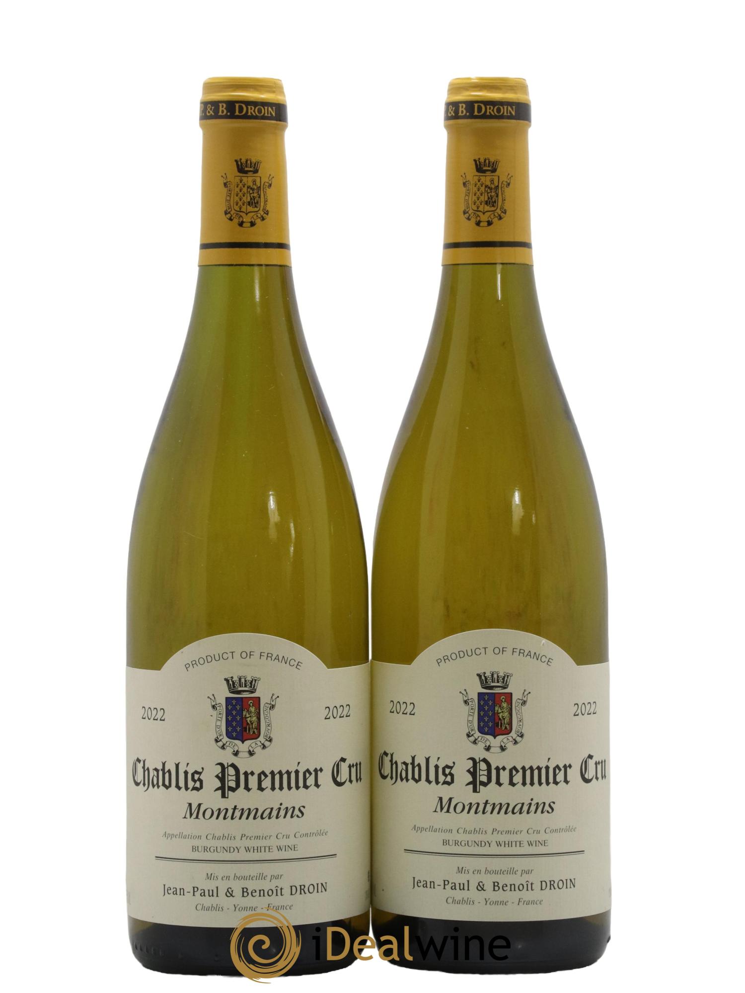 Chablis 1er Cru Montmains Jean-Paul & Benoît Droin (Domaine) 2022 - Lot de 2 bouteilles - 0