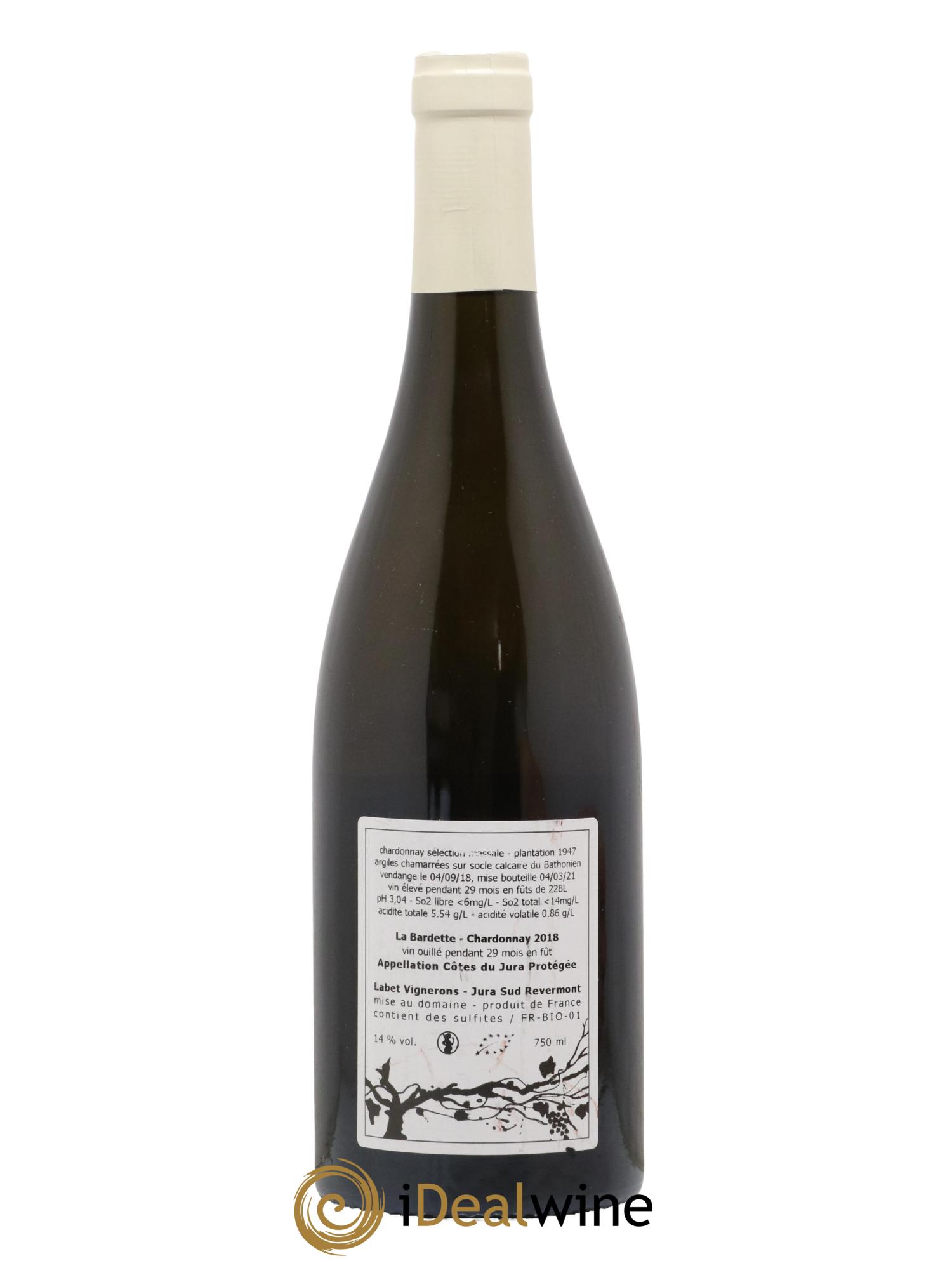 Côtes du Jura Chardonnay La Bardette Romain - Julien - Charline Labet 2018 - Lot de 1 bouteille - 1