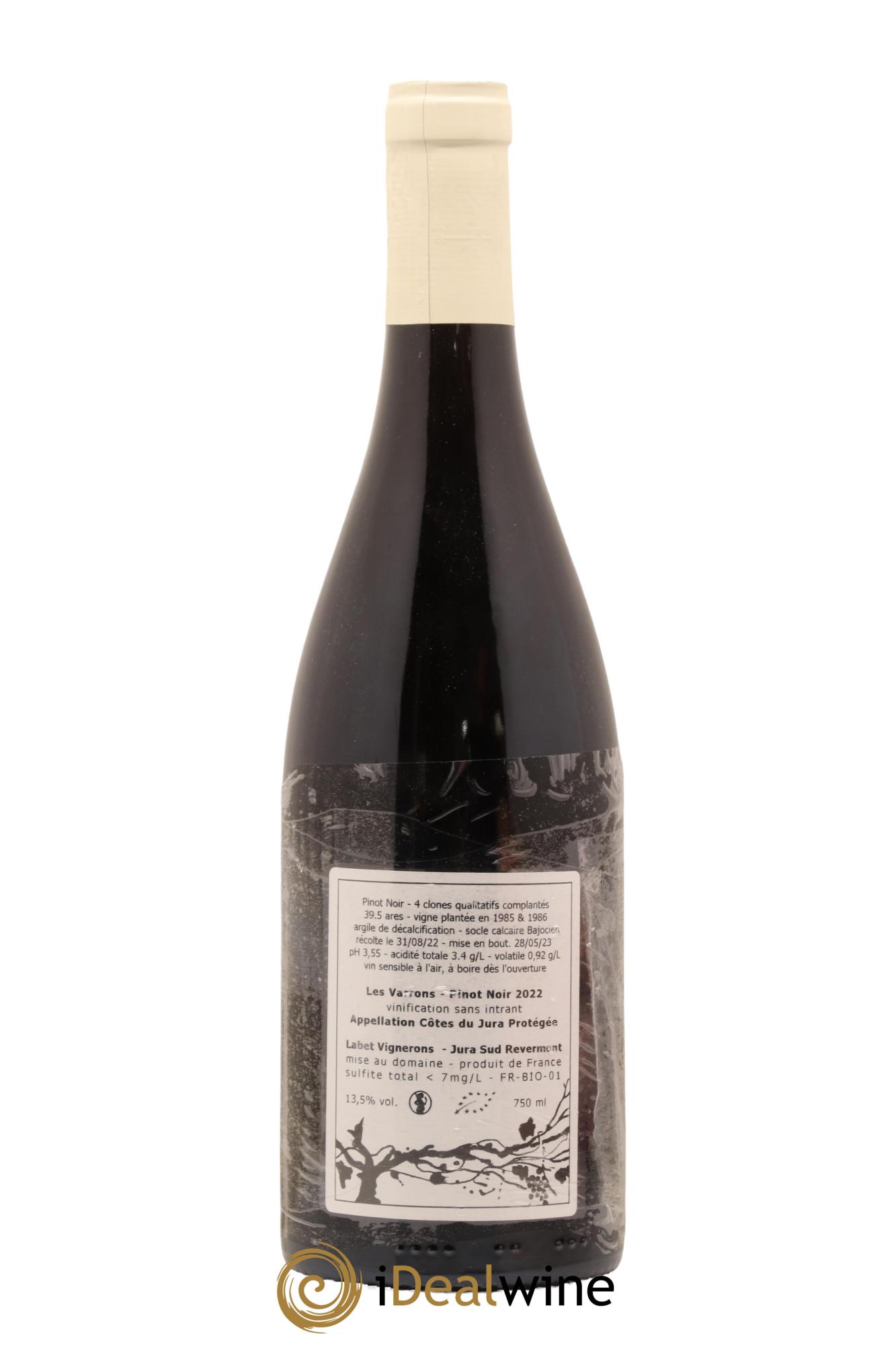 Côtes du Jura Pinot Noir Les Varrons Sélection Massale Romain - Julien - Charline Labet 2022 - Lot de 1 bouteille - 1