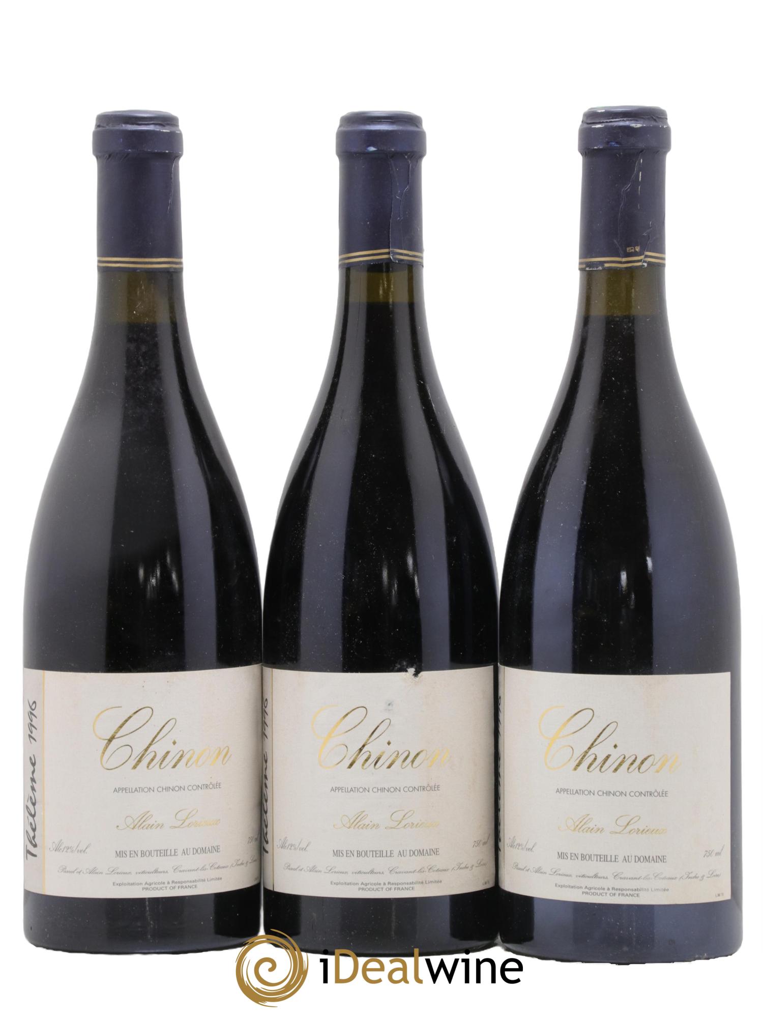 Chinon Thélème Domaine Alain Lorieux 1996 - Lot de 3 bouteilles - 0