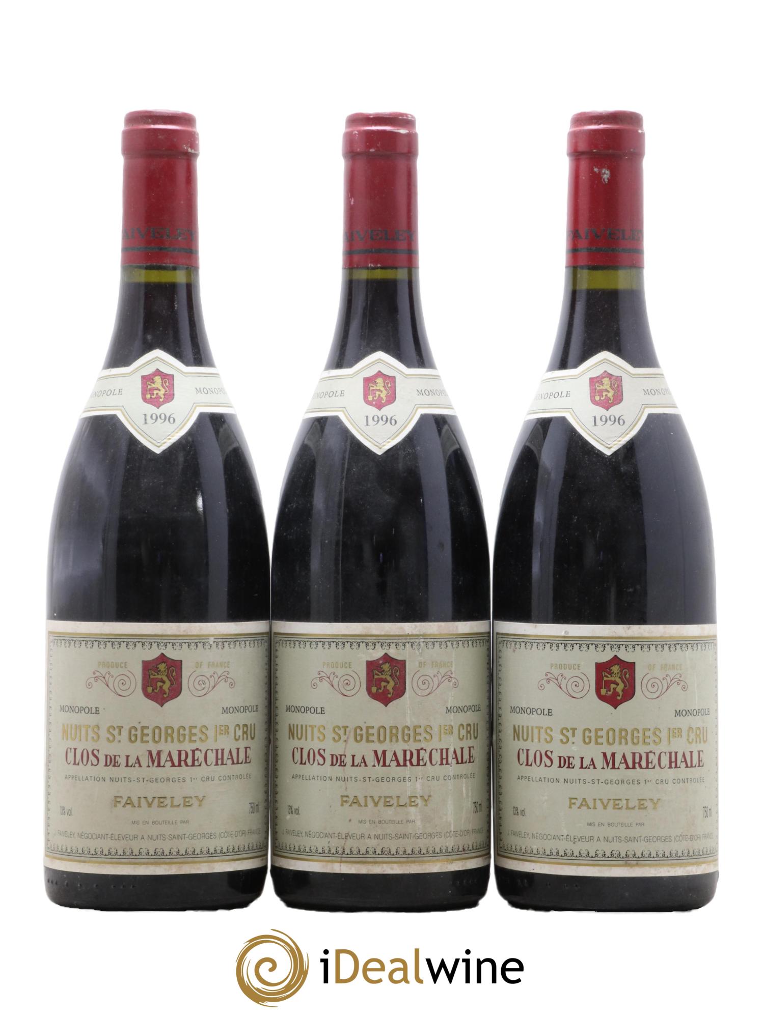 Nuits-Saint-Georges 1er Cru Clos de la Maréchale Faiveley 1996 - Lot de 3 bouteilles - 0