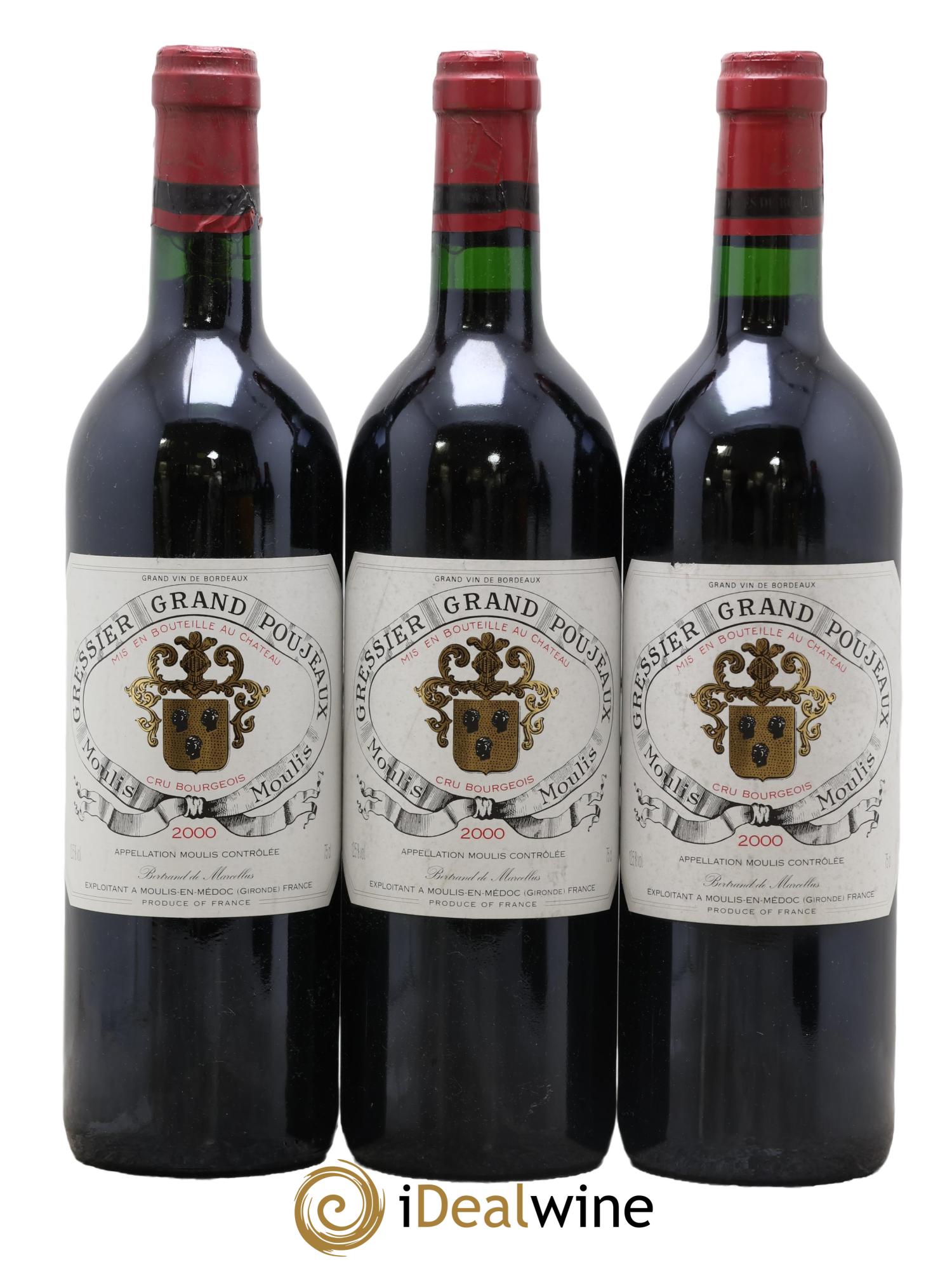 Château Gressier Grand Poujeaux Cru Bourgeois 2000 - Lotto di 3 bottiglie - 0