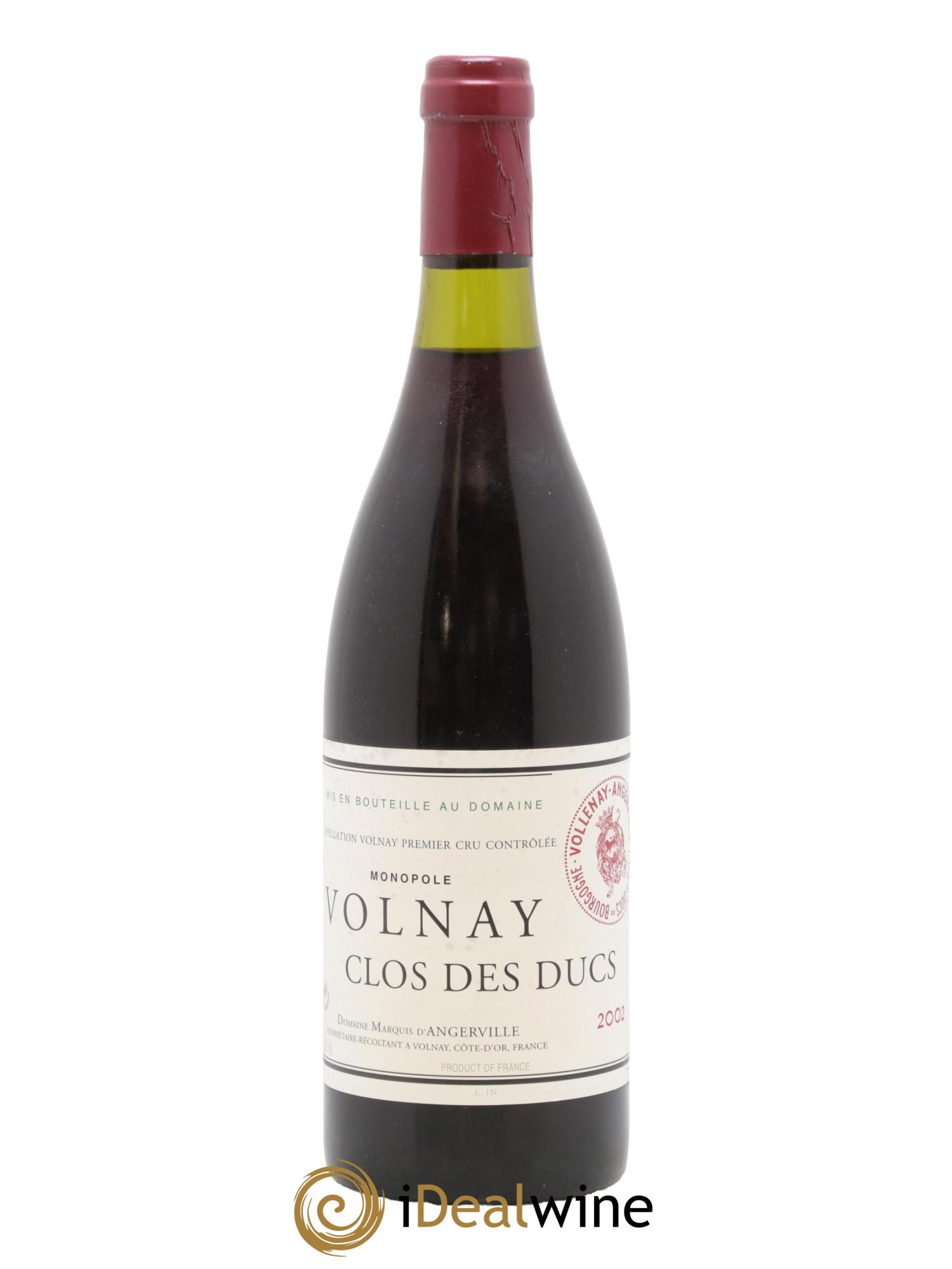 Volnay 1er Cru Clos des Ducs Marquis d'Angerville (Domaine) 2002 - Posten von 1 Flasche - 0