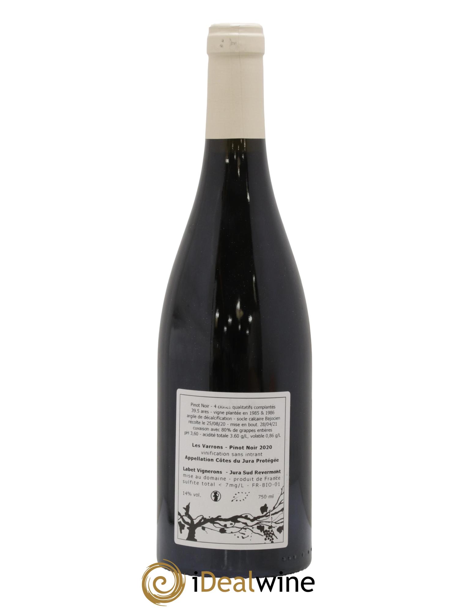 Côtes du Jura Pinot Noir Les Varrons Sélection Massale Romain - Julien  - Charline Labet 2020 - Lot de 1 bouteille - 1