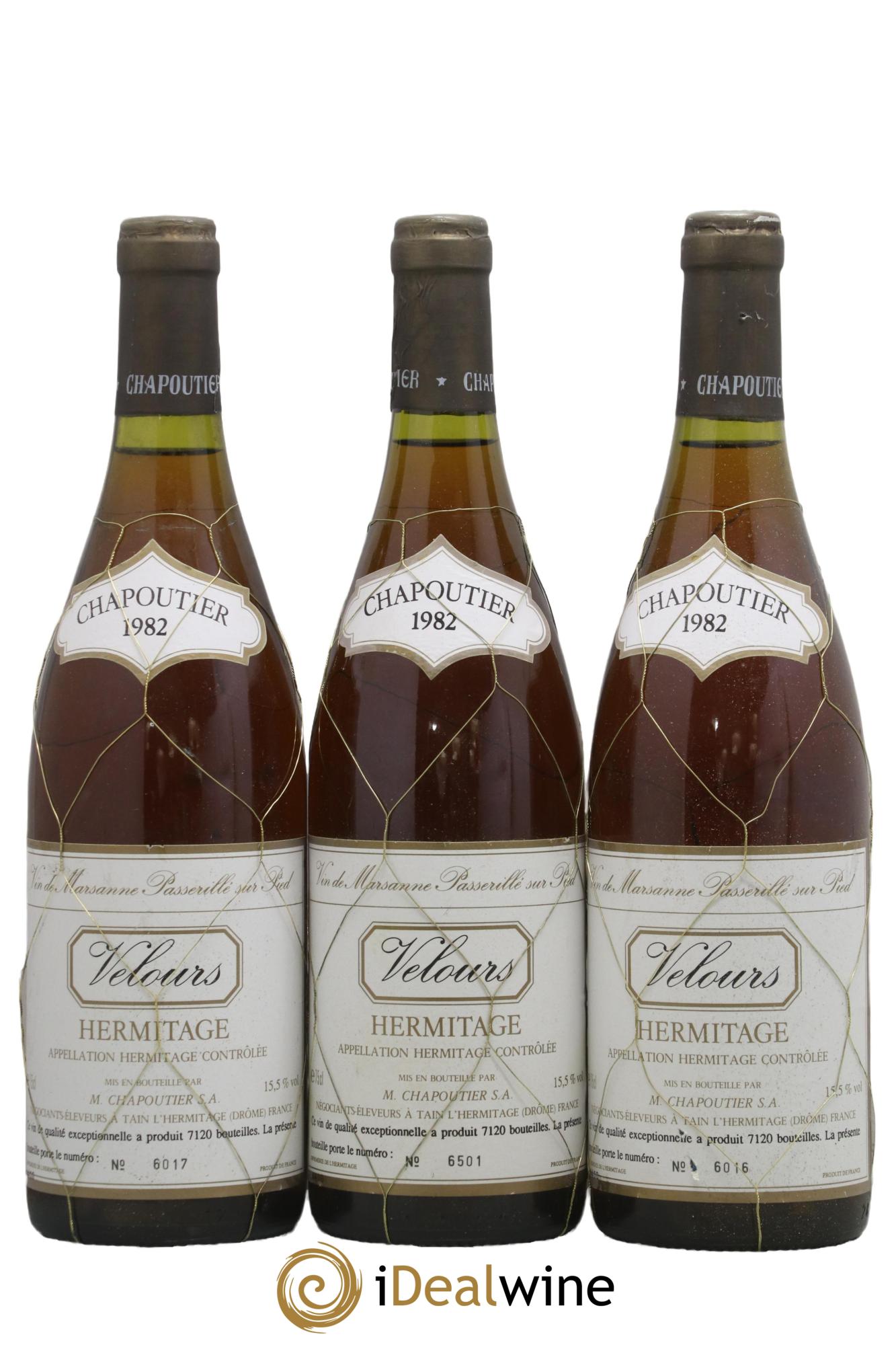 Hermitage Velours Chapoutier 1982 - Lot de 3 bouteilles - 0