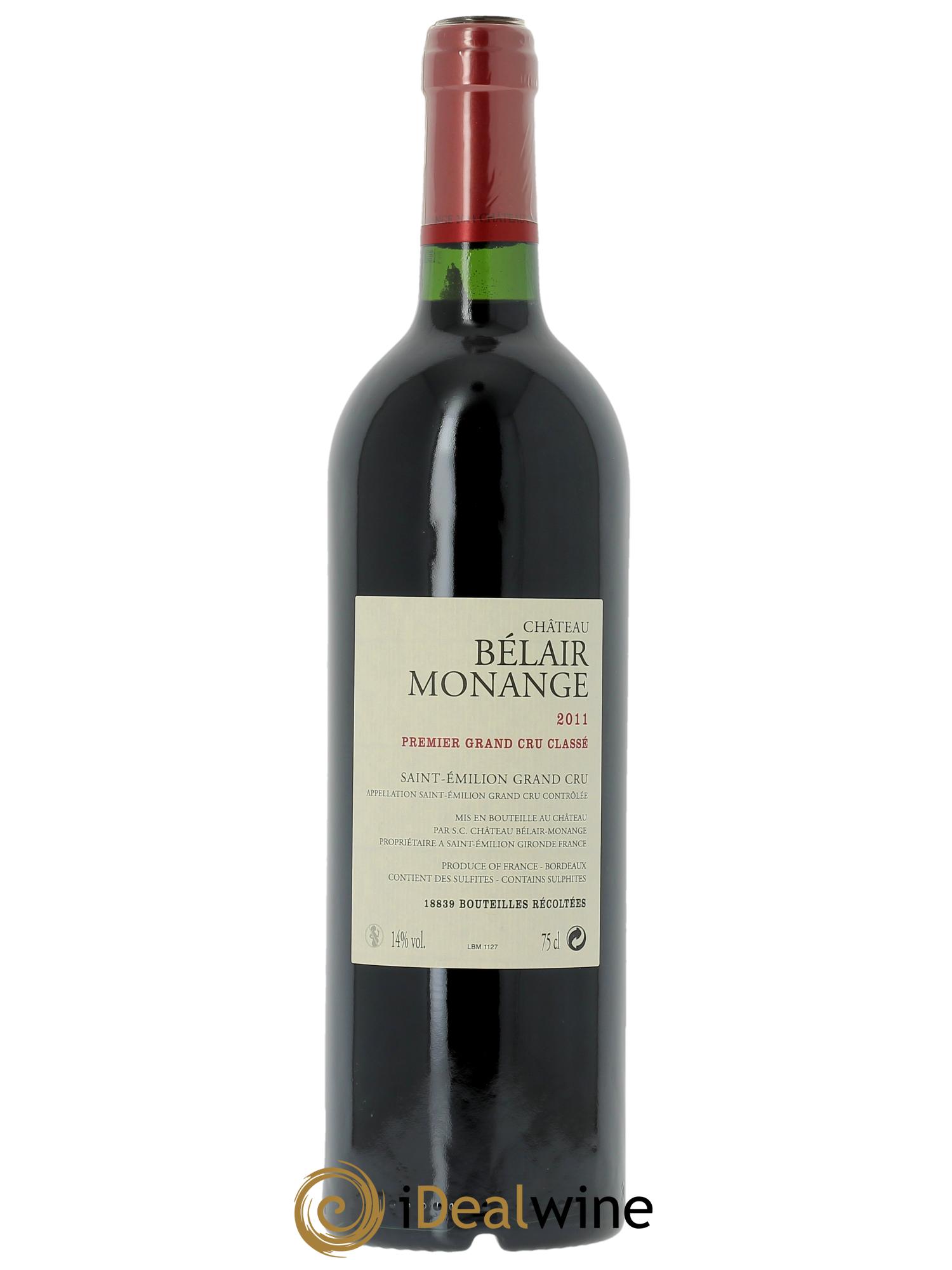 Château Belair (Belair-Monange) 1er Grand Cru Classé B (Cassetta in legno a partire da 6 bt) 2011 - Lotto di 1 bottiglia - 1