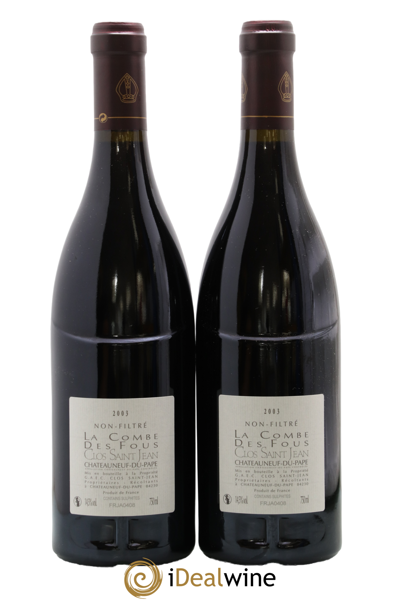 Châteauneuf-du-Pape Clos Saint-Jean La Combe des Fous Pascal et Vincent Maurel 2003 - Lot de 2 bouteilles - 1