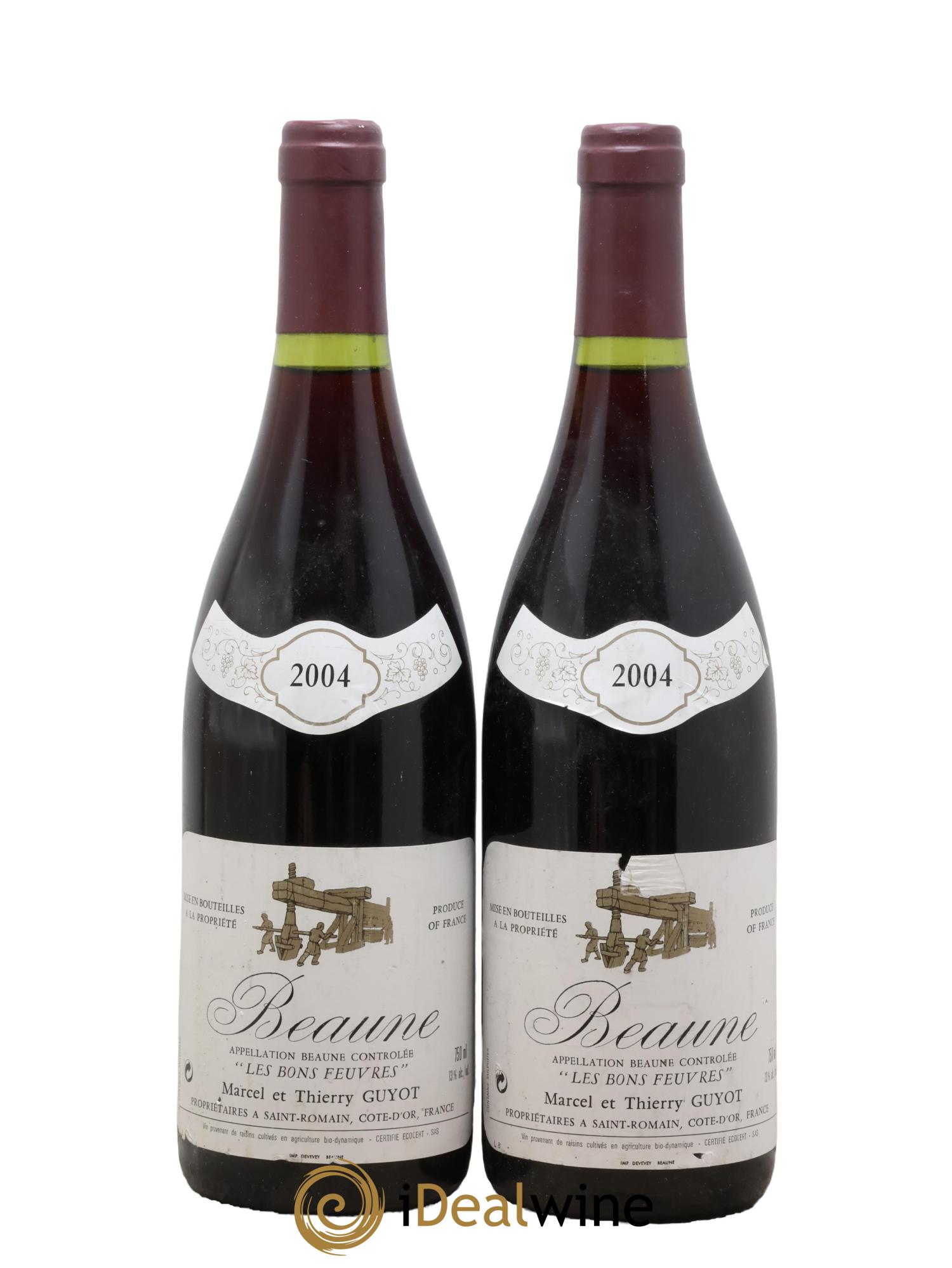 Beaune Les Bons Feuvres Thierry Guyot 2004 - Lot de 2 bouteilles - 0